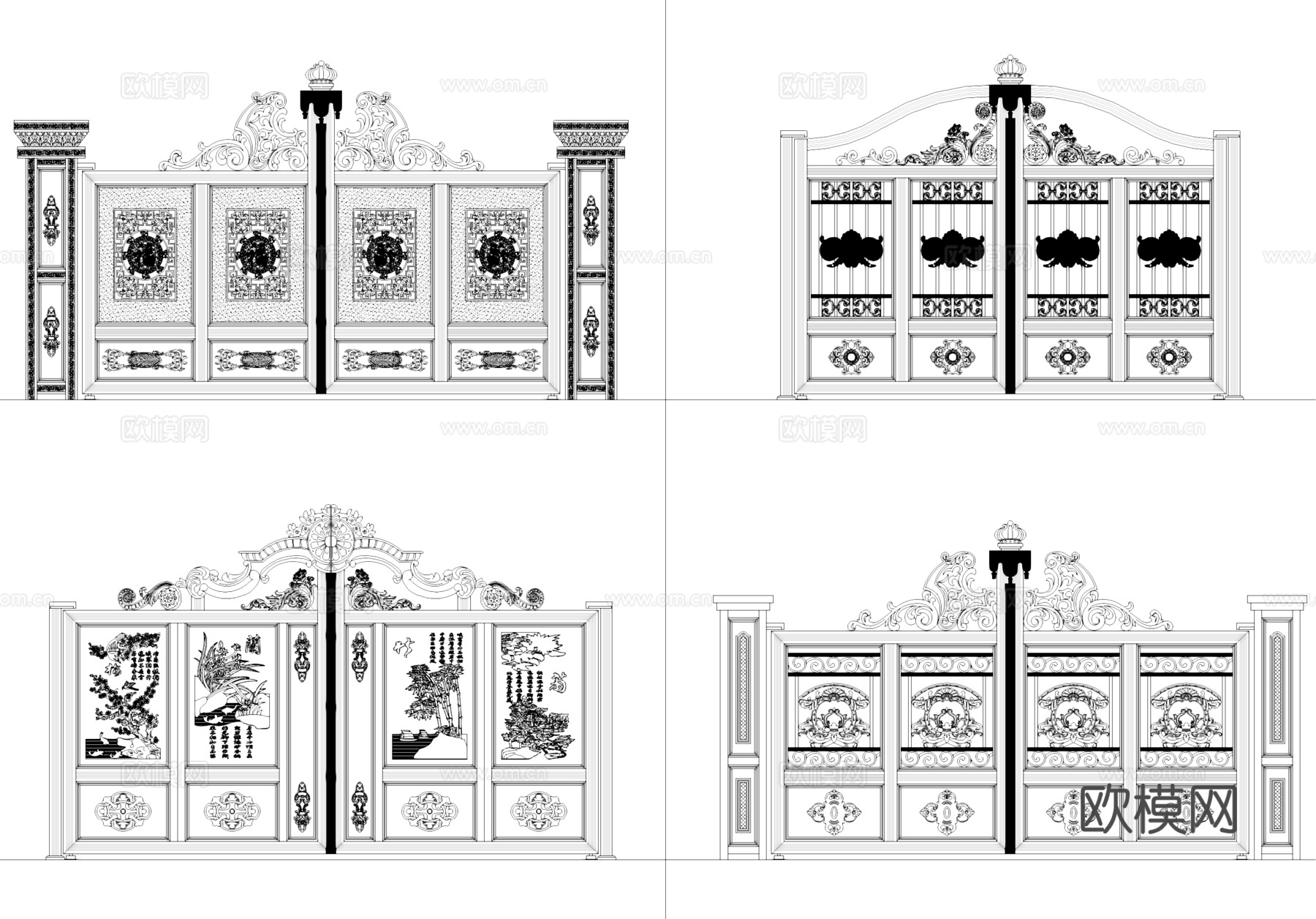 别墅庭院大门图块图库CAD施工图集cad施工图