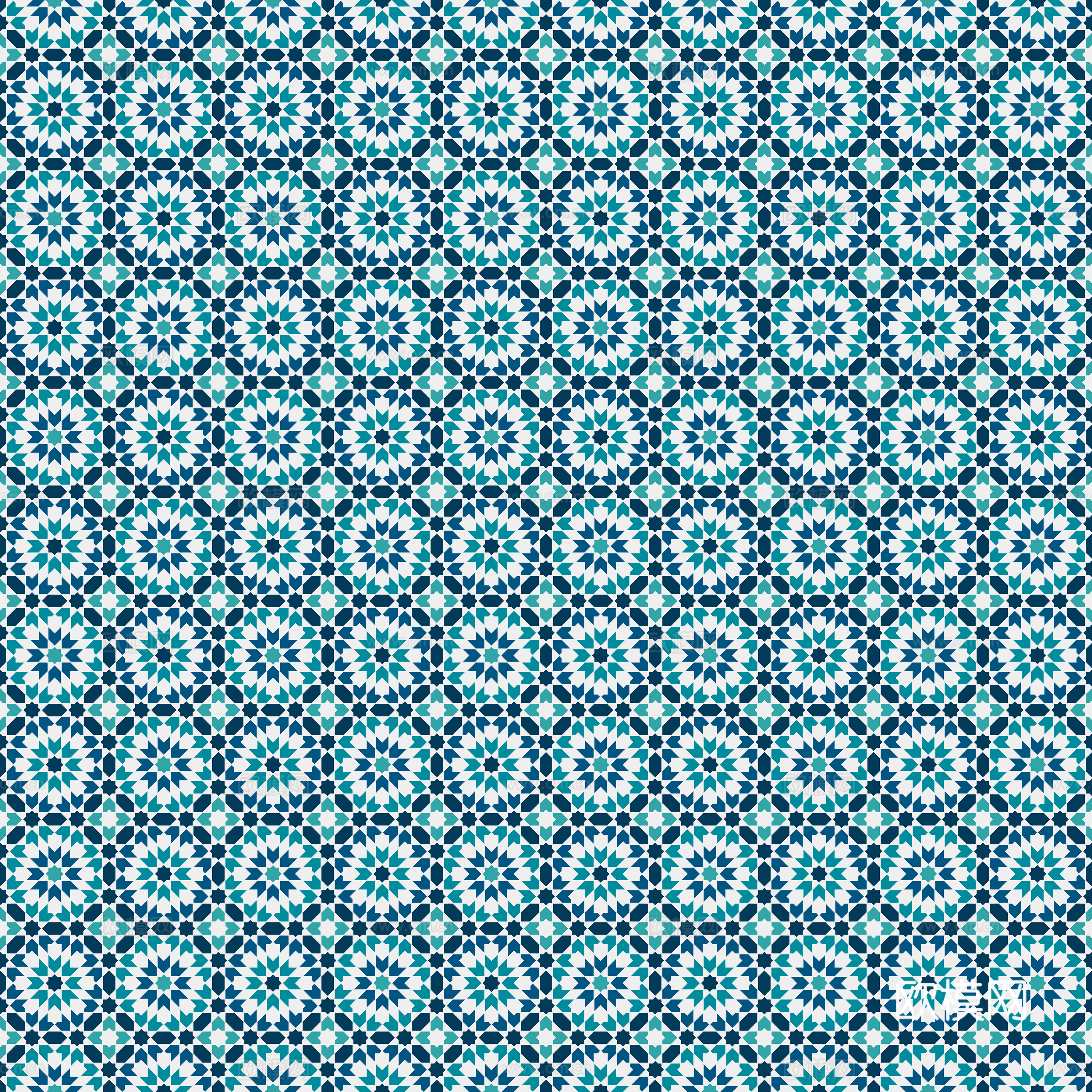 摩洛哥民族风蓝色马赛克几何图案纹理1