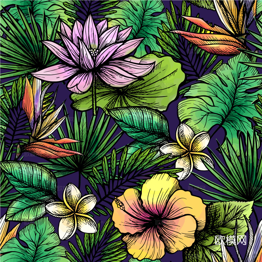 小清新治愈系植物图案纹理肌理22