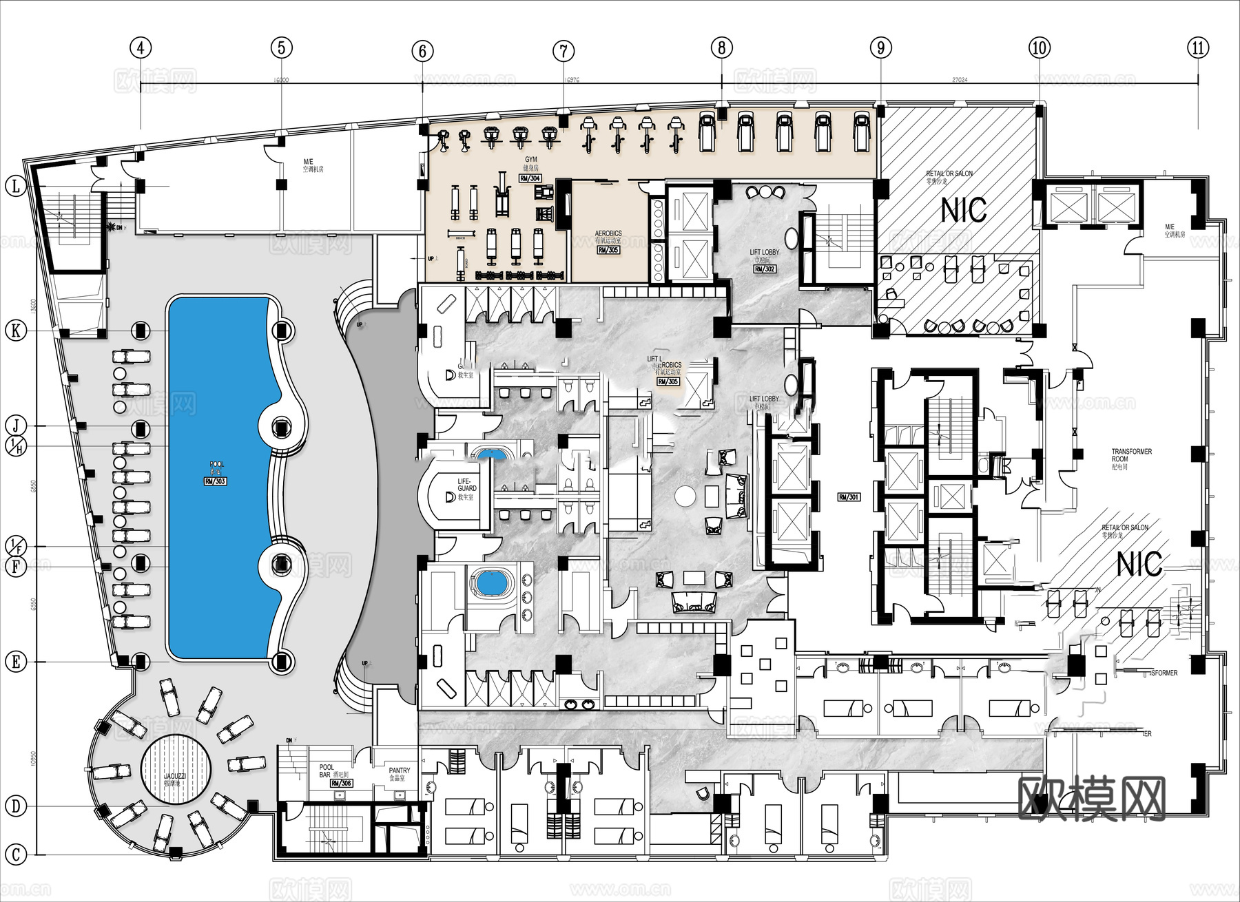 娱乐会所 最新平面施工图设计cad施工图