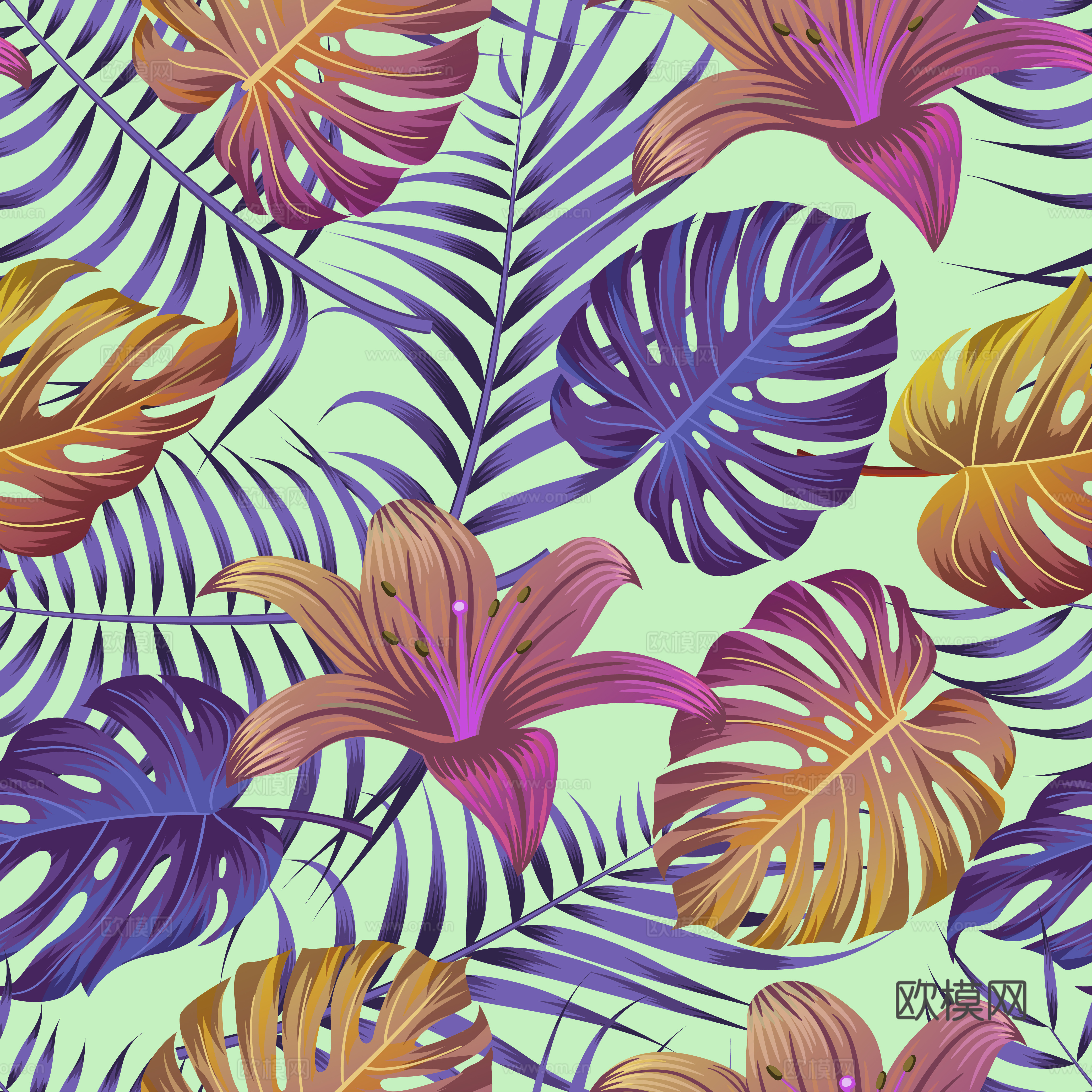 时尚热带植物花纹图案纹理肌理13 (2)