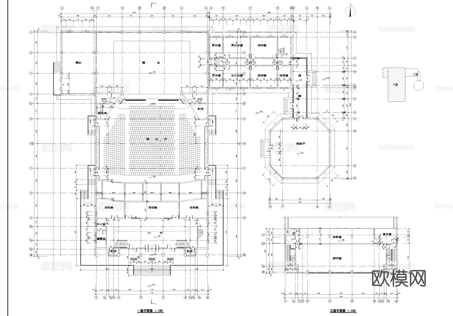 电影院影剧院建筑平立剖CAD施工图集cad施工图