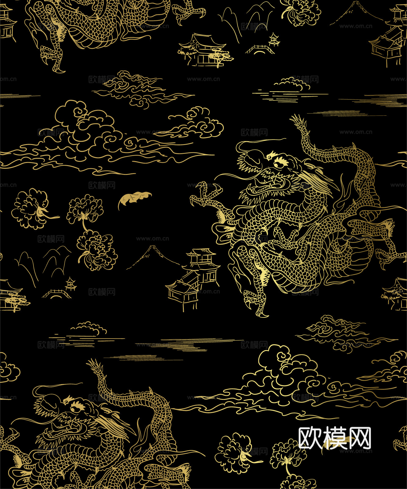 传统风黑金图案纹理肌理12