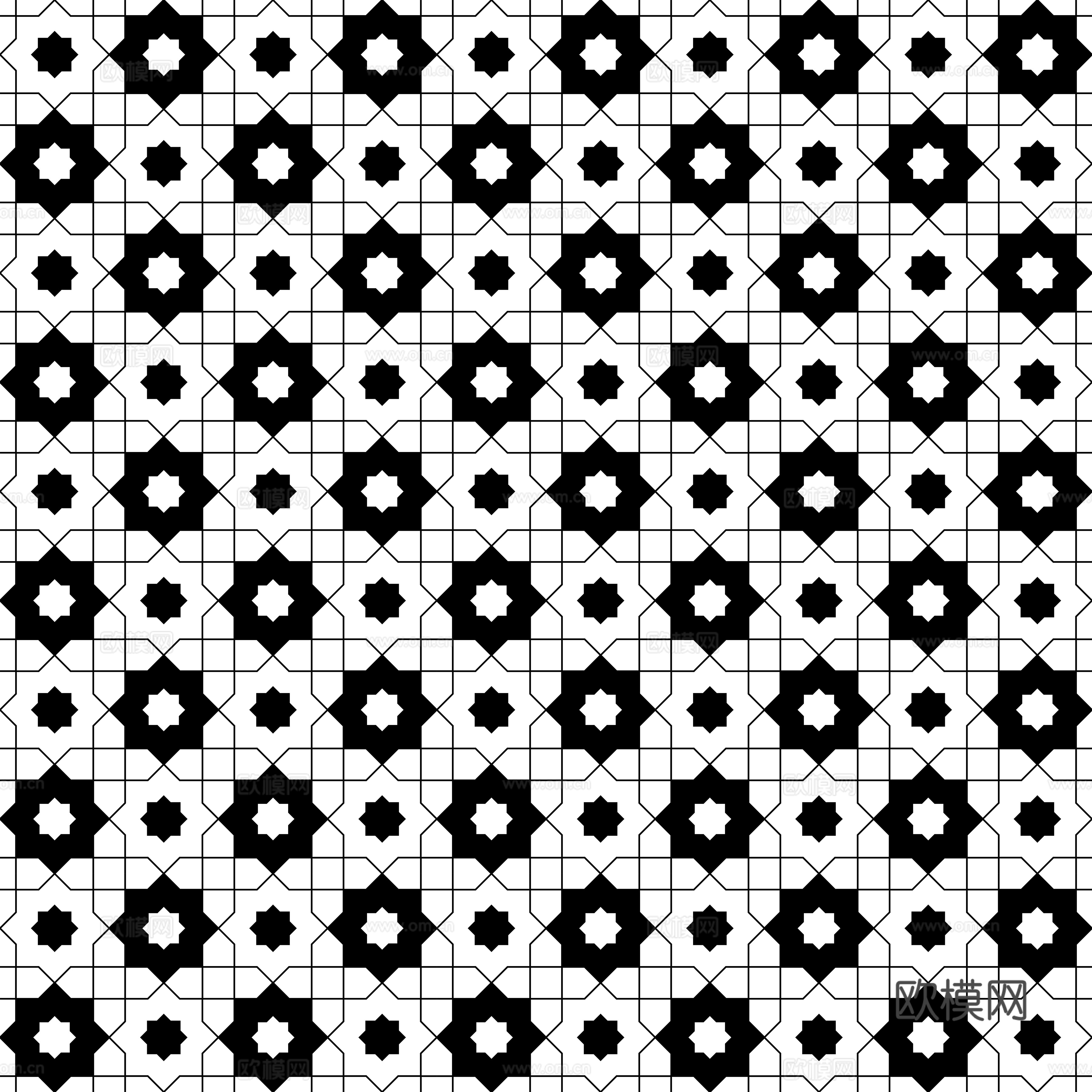 摩洛哥民族风黑白马赛克几何图案纹理4