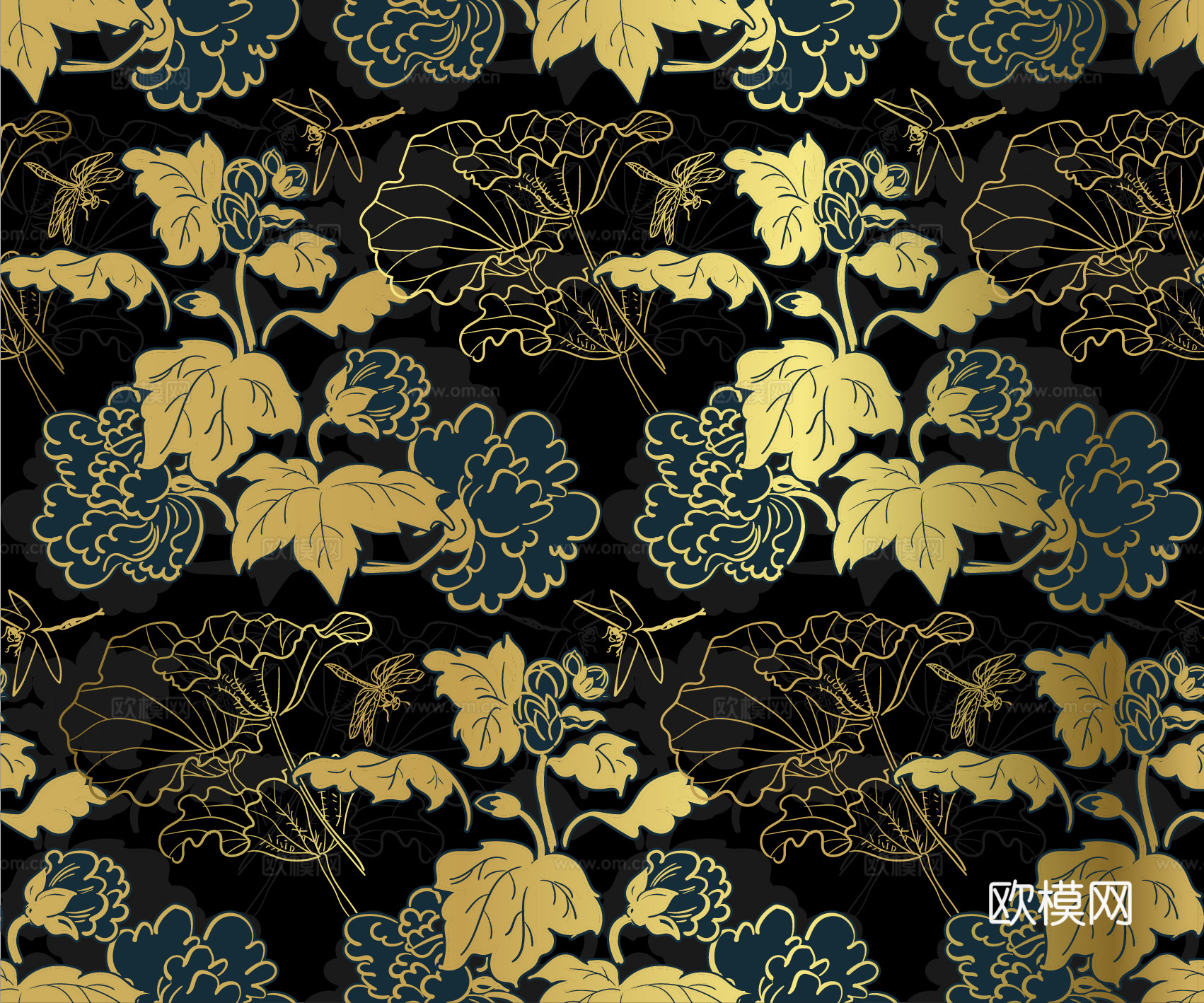 传统风黑金图案纹理肌理6