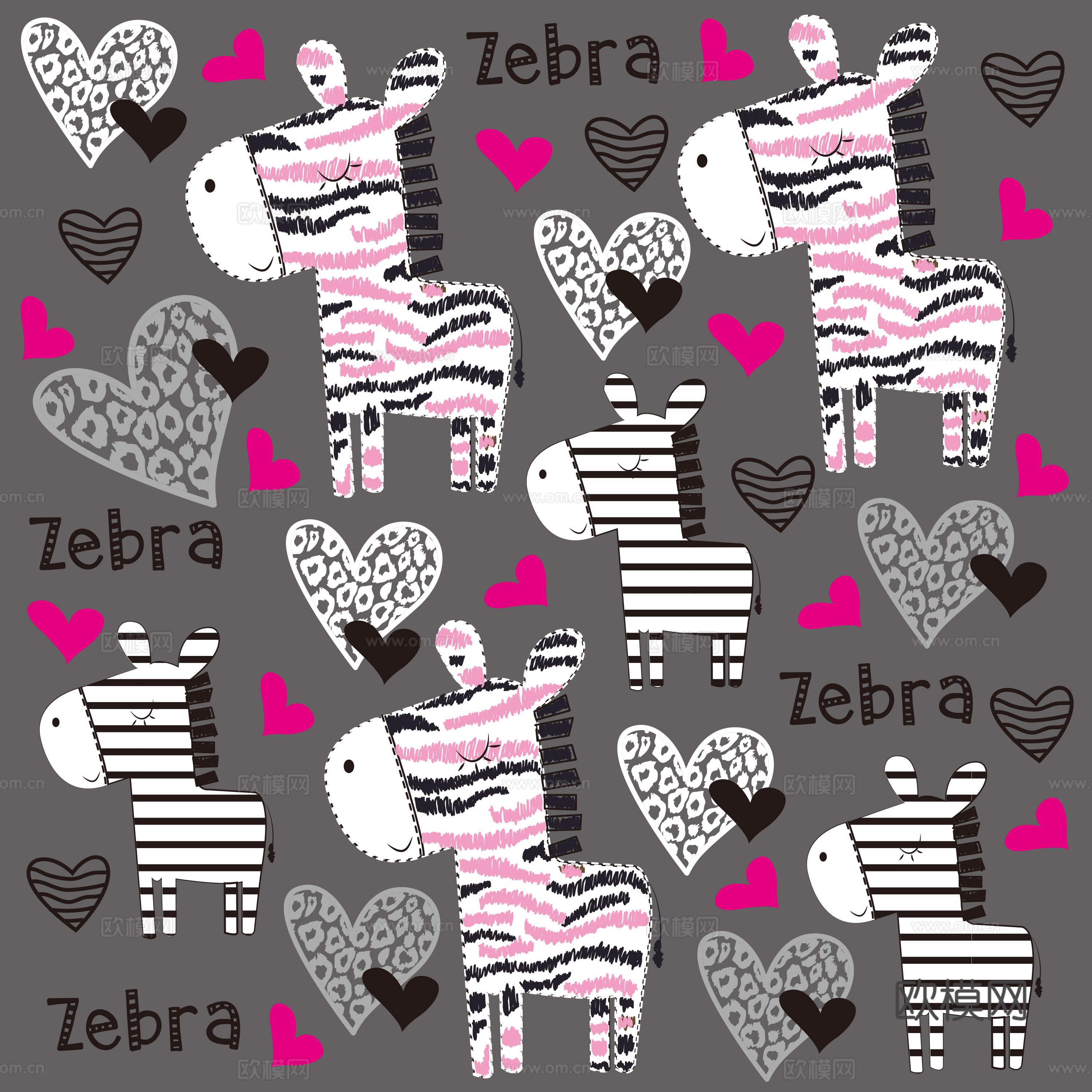 卡通可爱儿童动物图案纹理肌理70