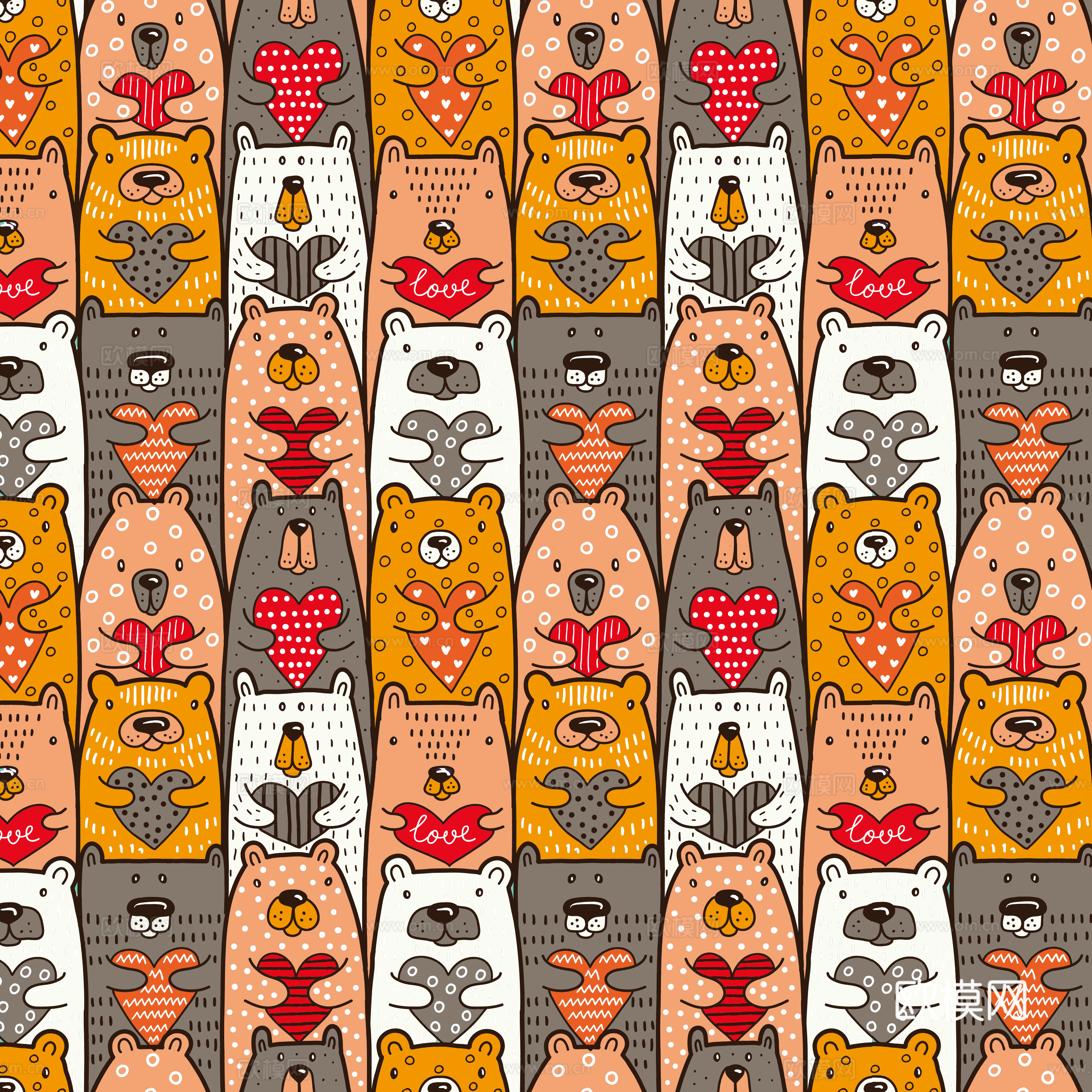 卡通可爱儿童动物图案纹理肌理3