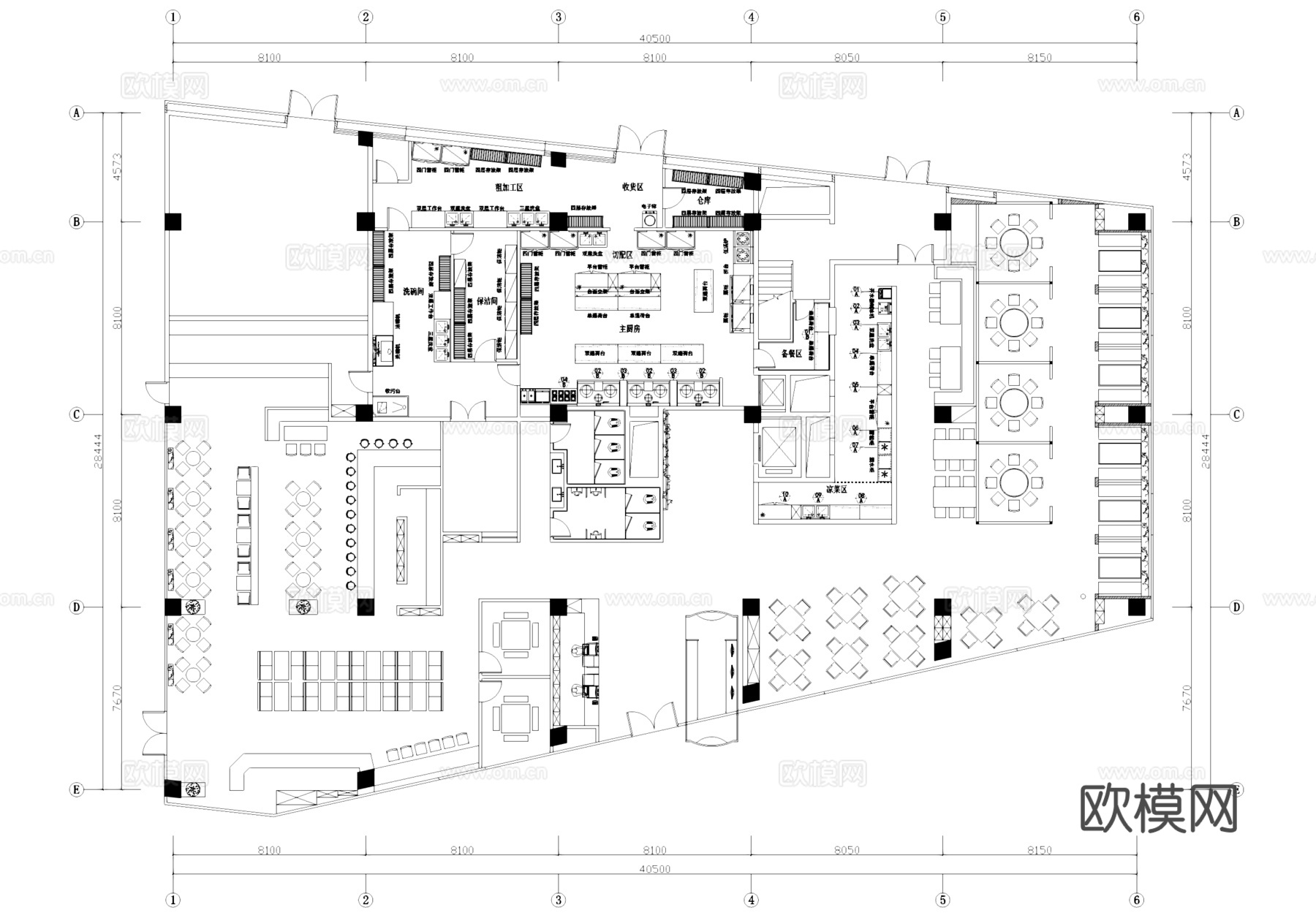 室内餐厅饭店厨房平面CAD施工图cad施工图