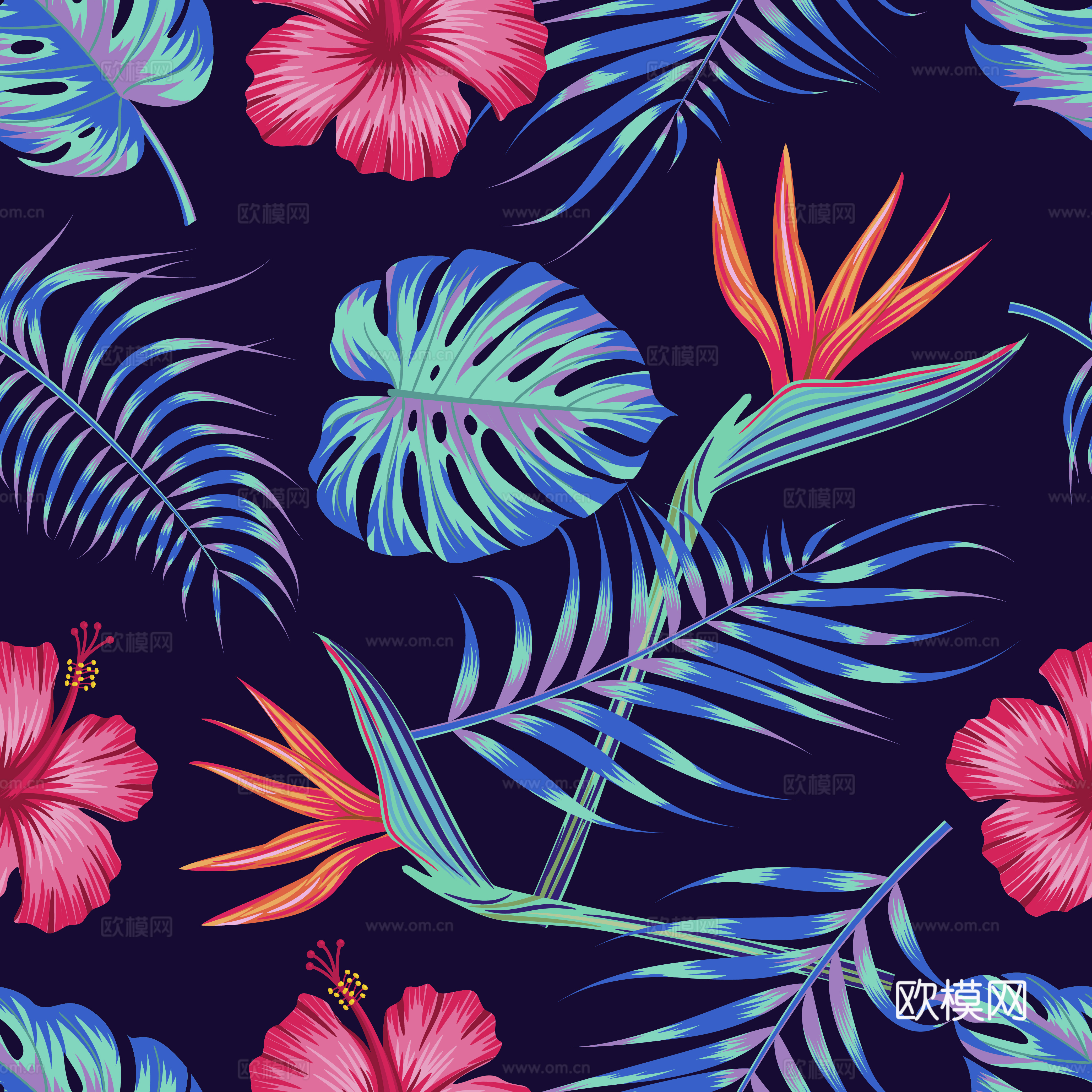 时尚热带植物花纹图案纹理肌理64