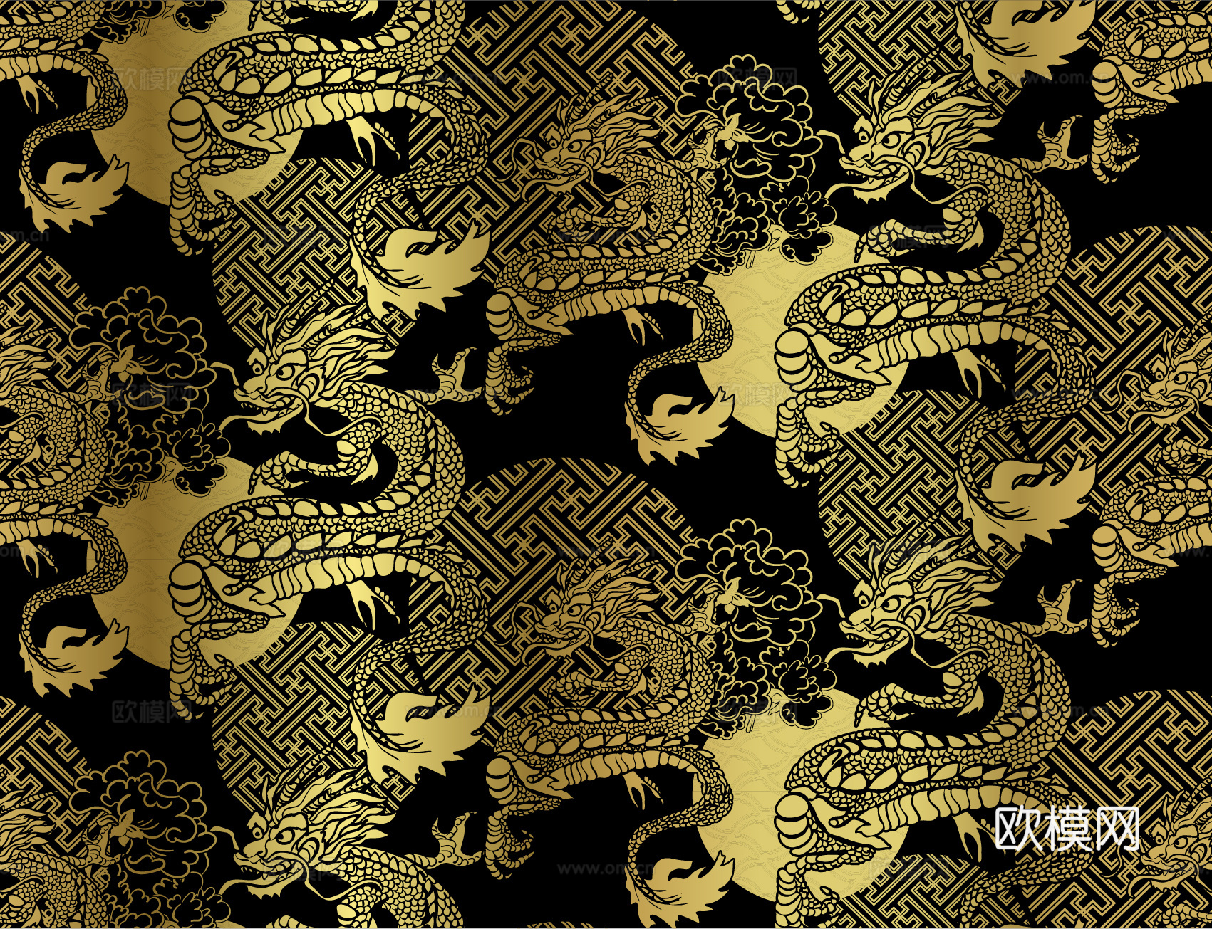 传统风黑金图案纹理肌理3