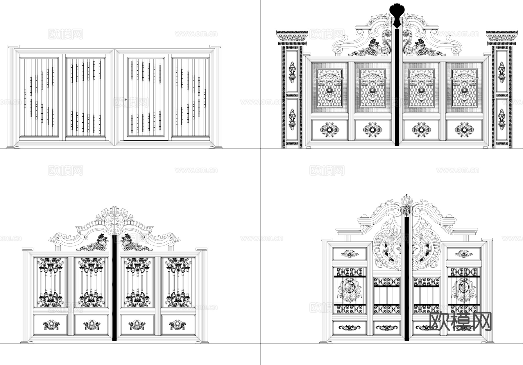 别墅庭院大门图块图库CAD施工图集cad施工图