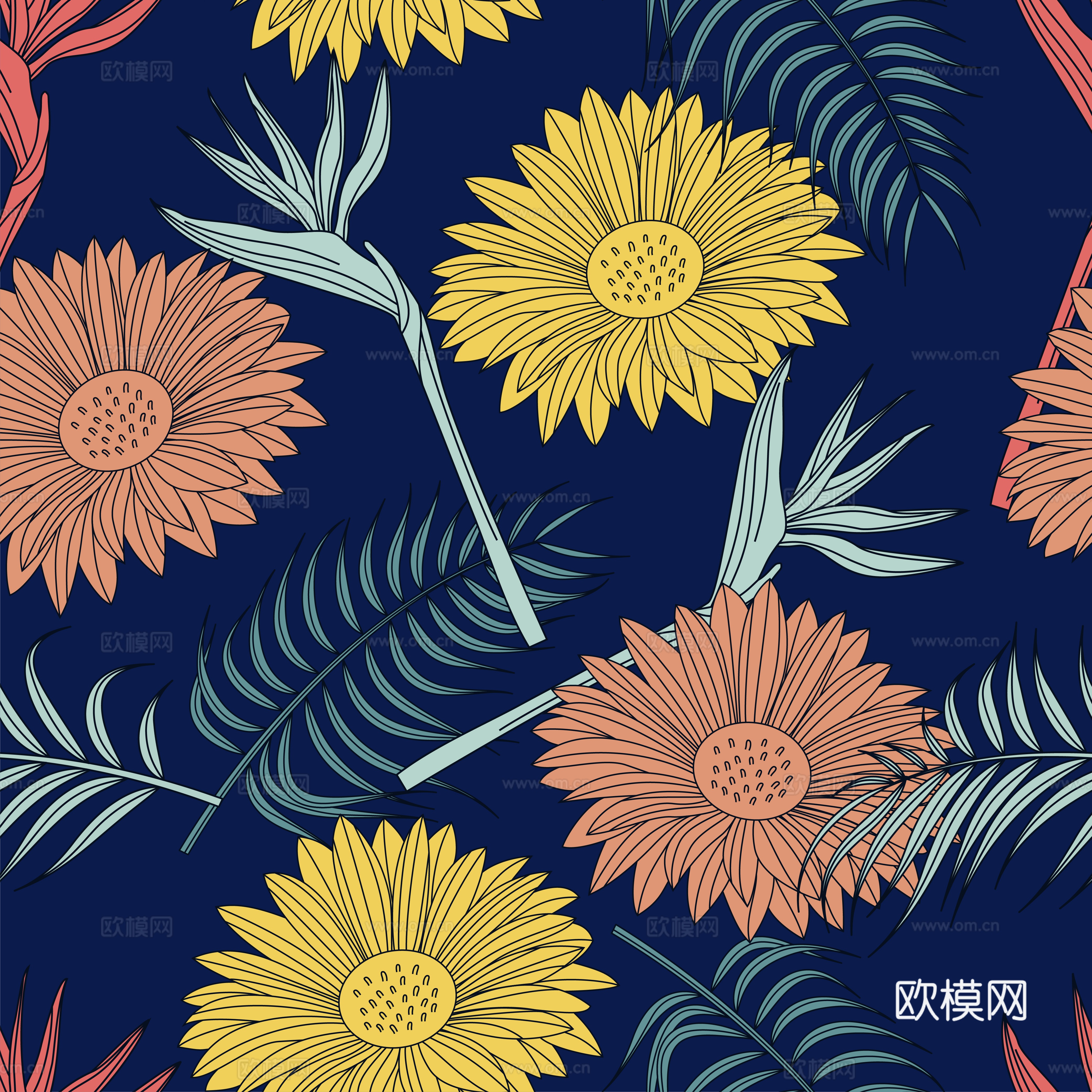 时尚热带植物花纹图案纹理肌理62