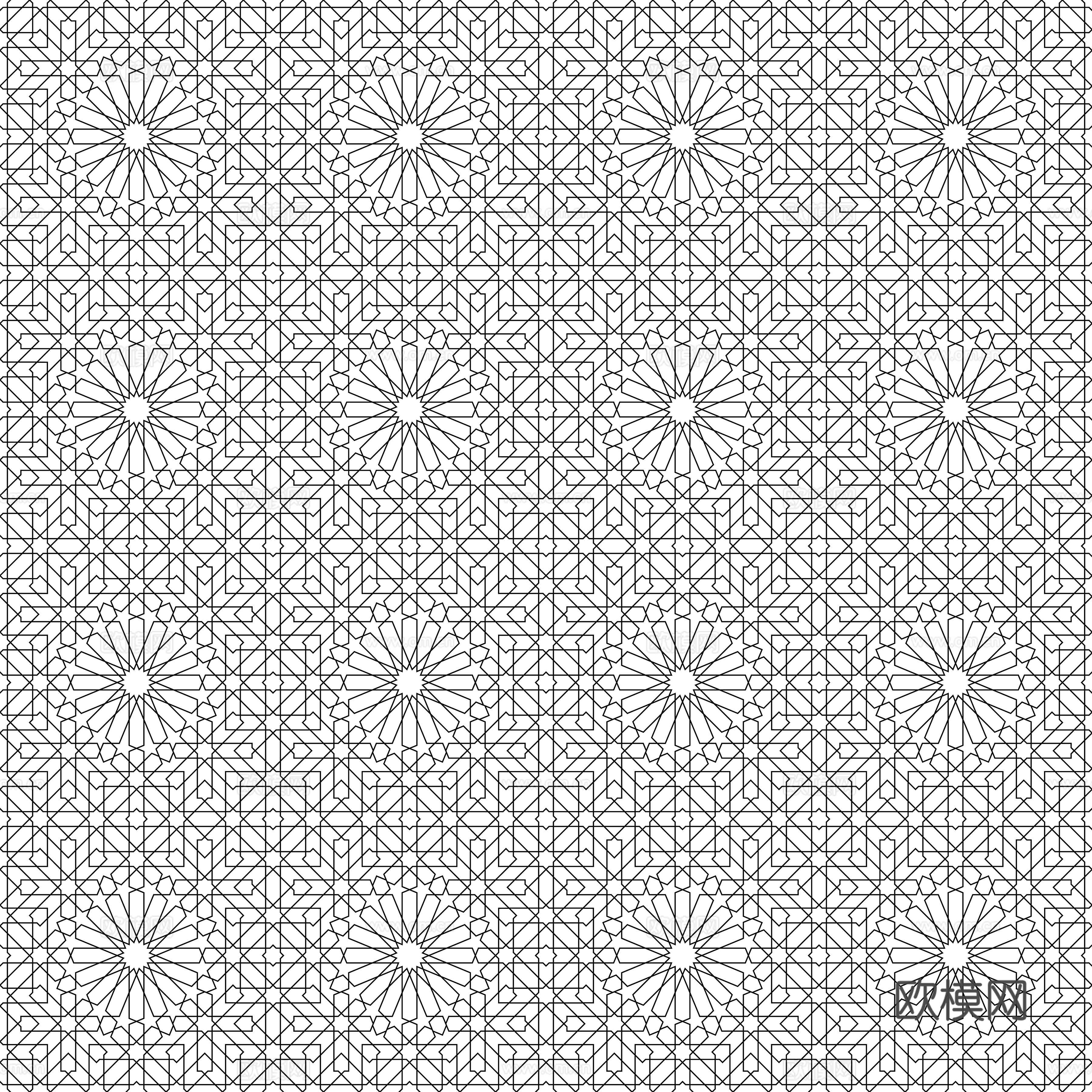 摩洛哥民族风黑白马赛克几何图案纹理20