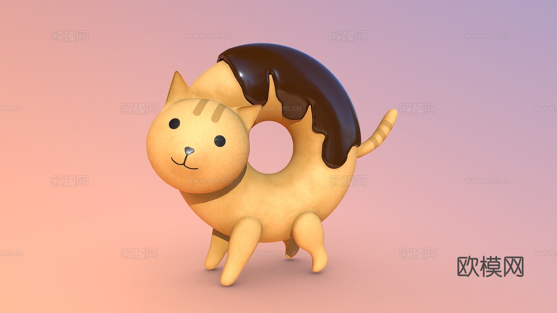 甜甜圈猫3d模型