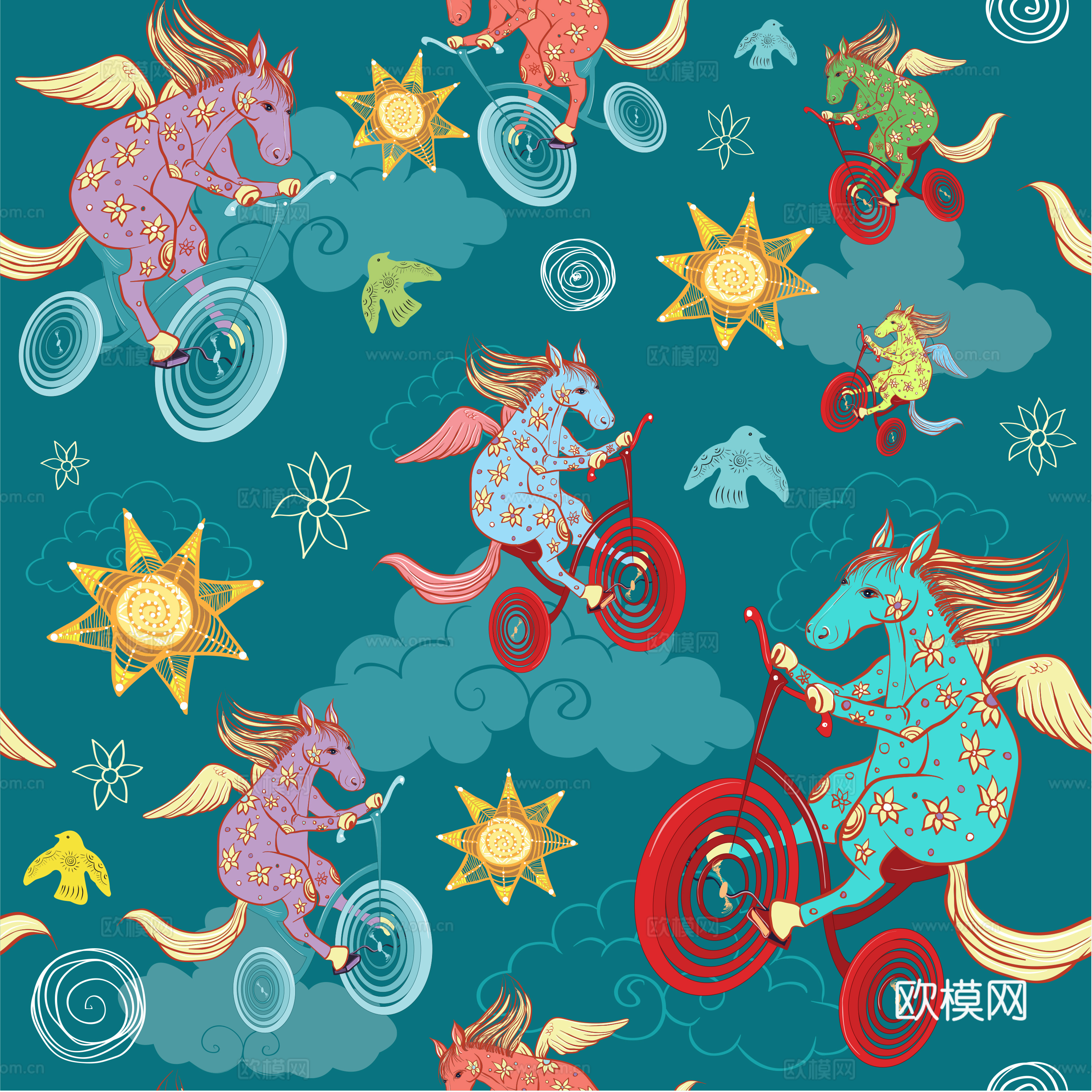 卡通可爱儿童动物图案纹理肌理34