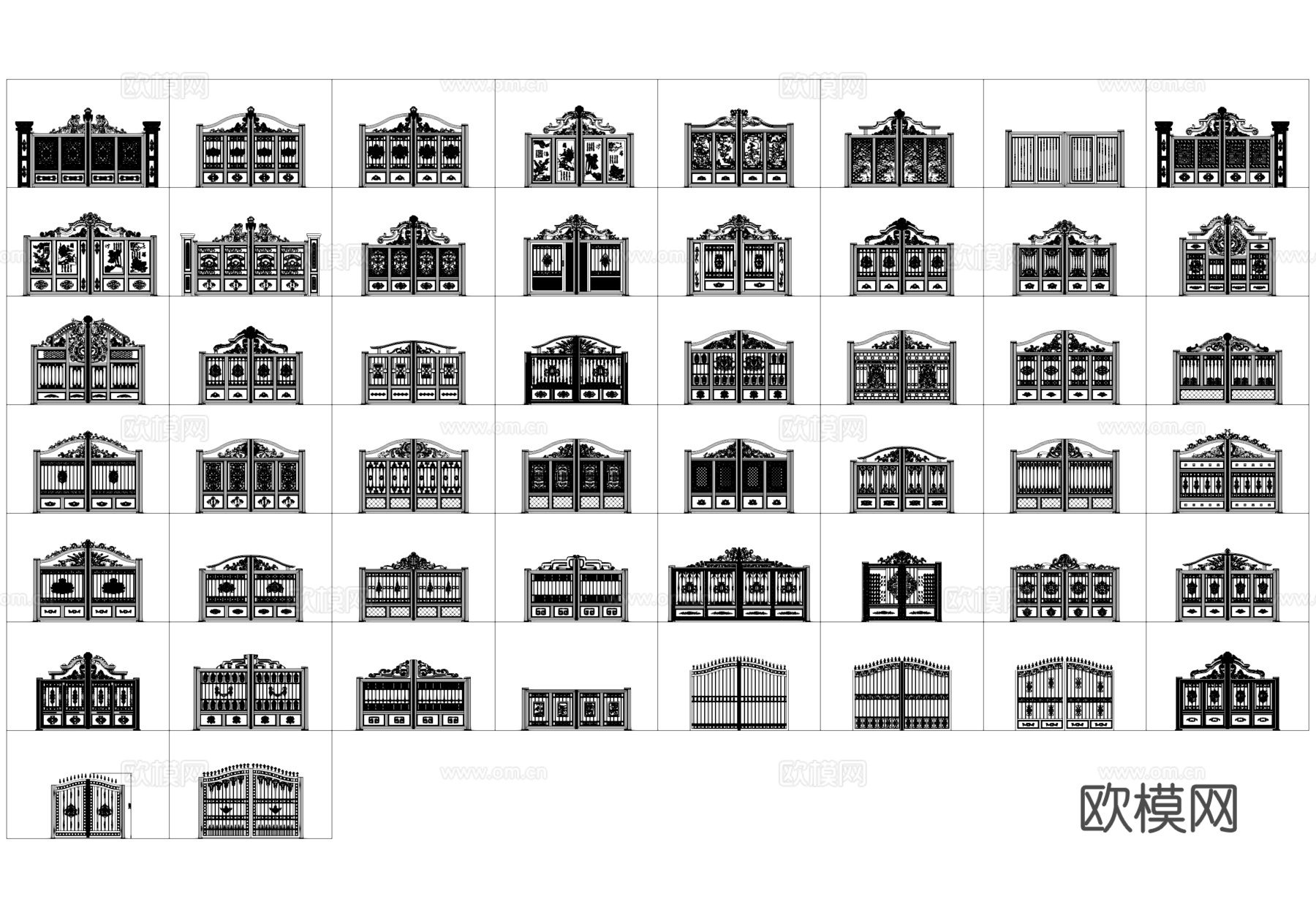 别墅庭院大门图块图库CAD施工图集cad施工图
