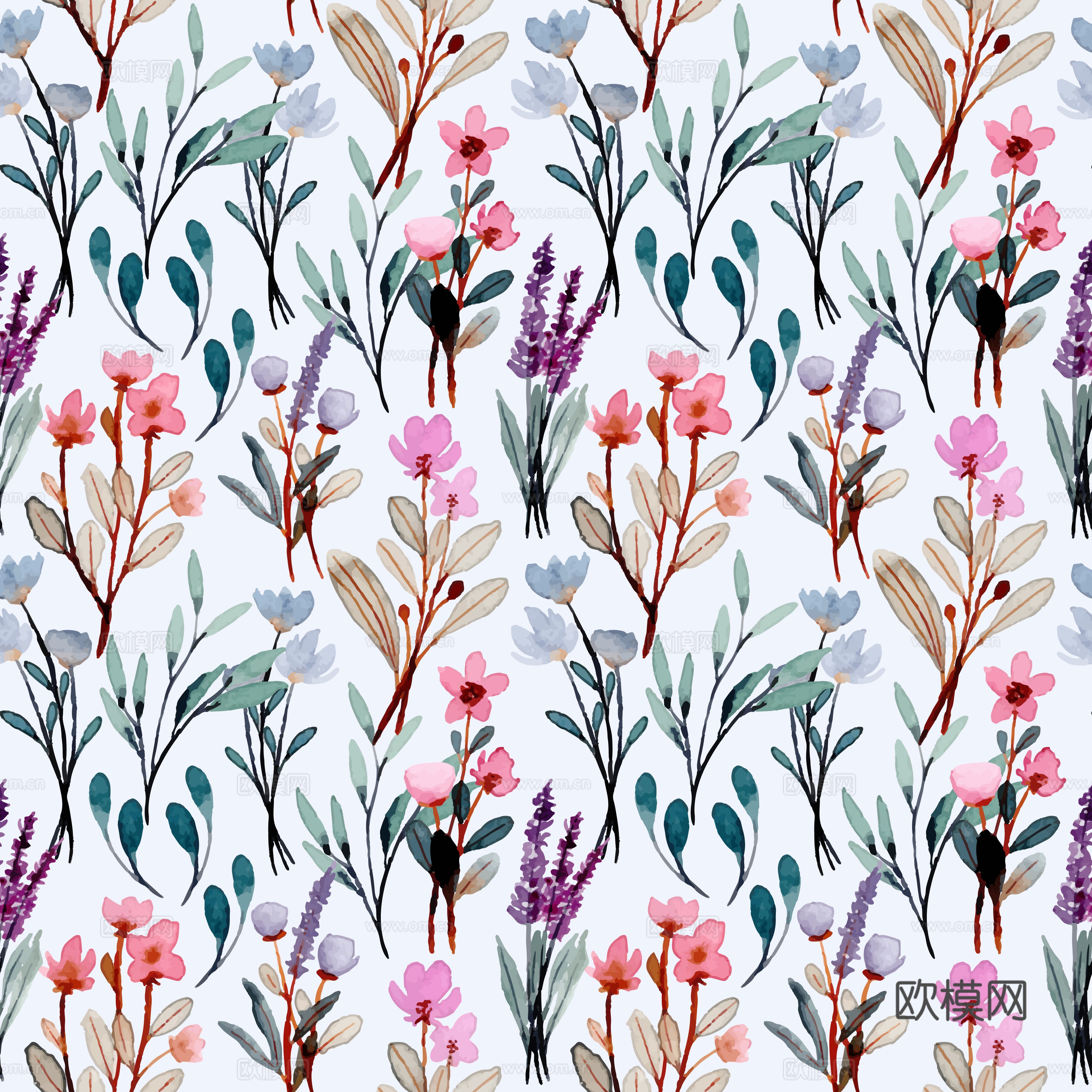 水彩风小清晰植物树叶图案纹理肌理26