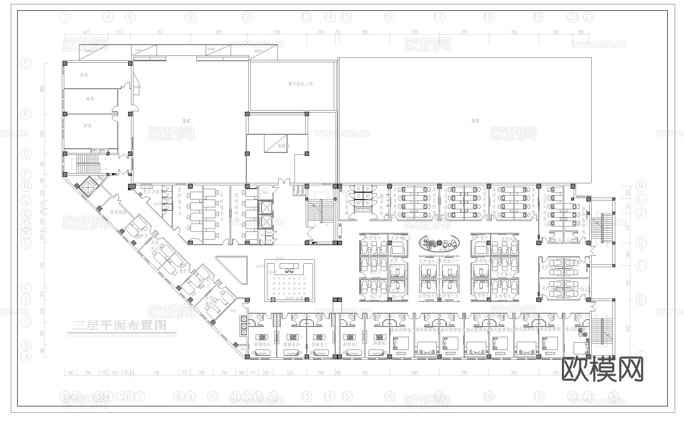 高档足浴会所 最新平面施工图合集cad施工图