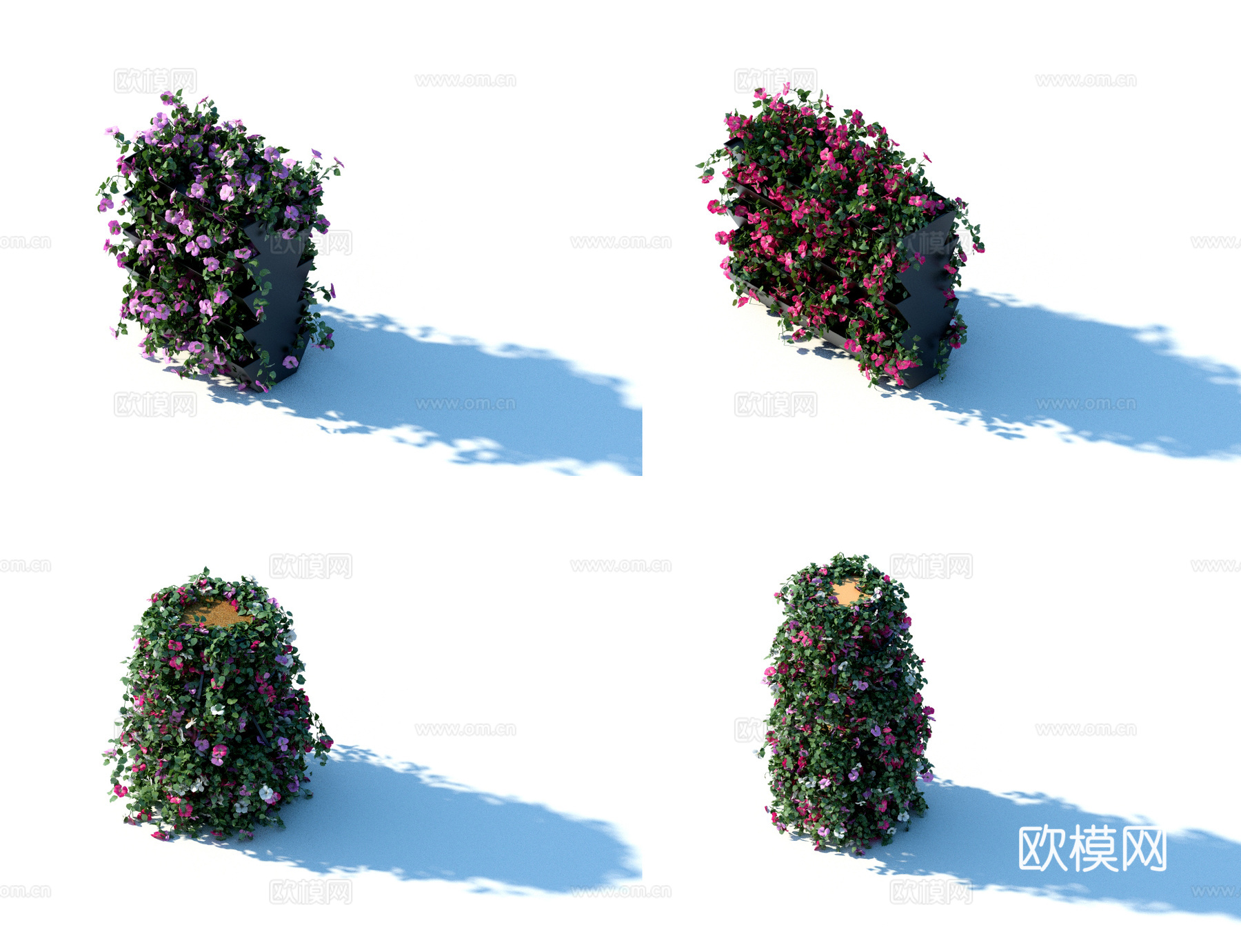 法式吊篮 花篮 花架 花盆3d模型下载（渲染图1）