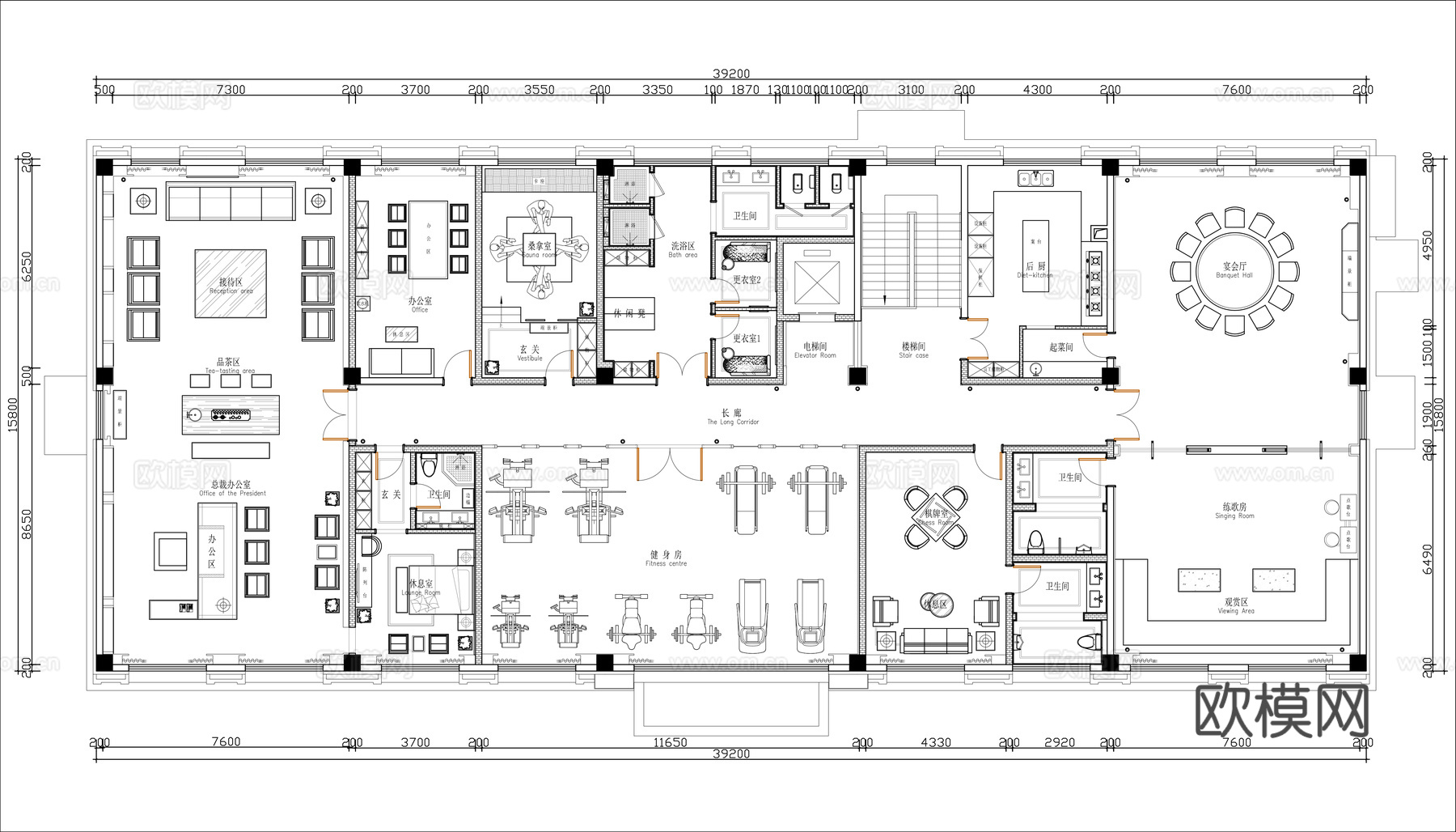 高档娱乐会所 最新平面施工图设计cad施工图