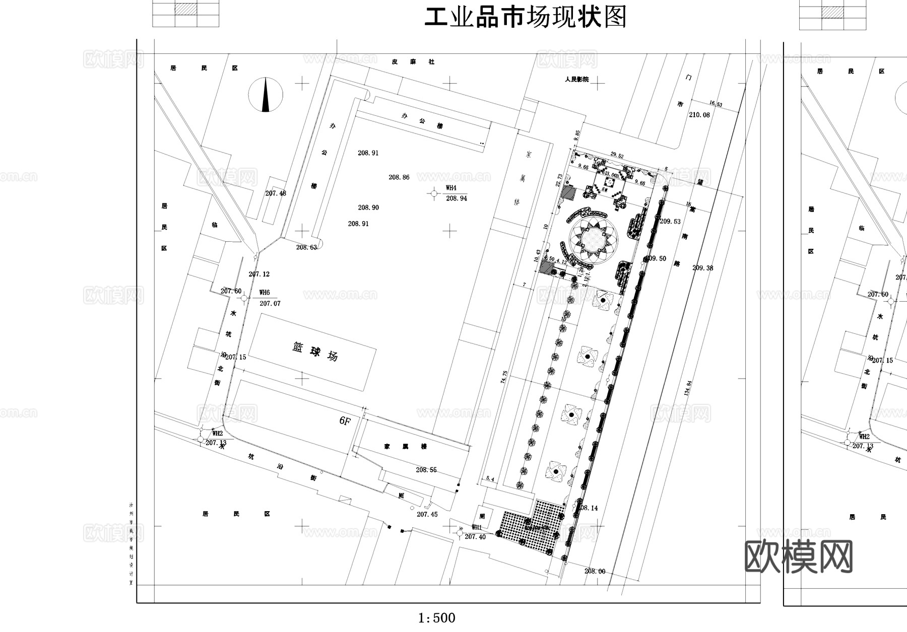 工业品市场广场停车场景观规划CAD施工图cad施工图