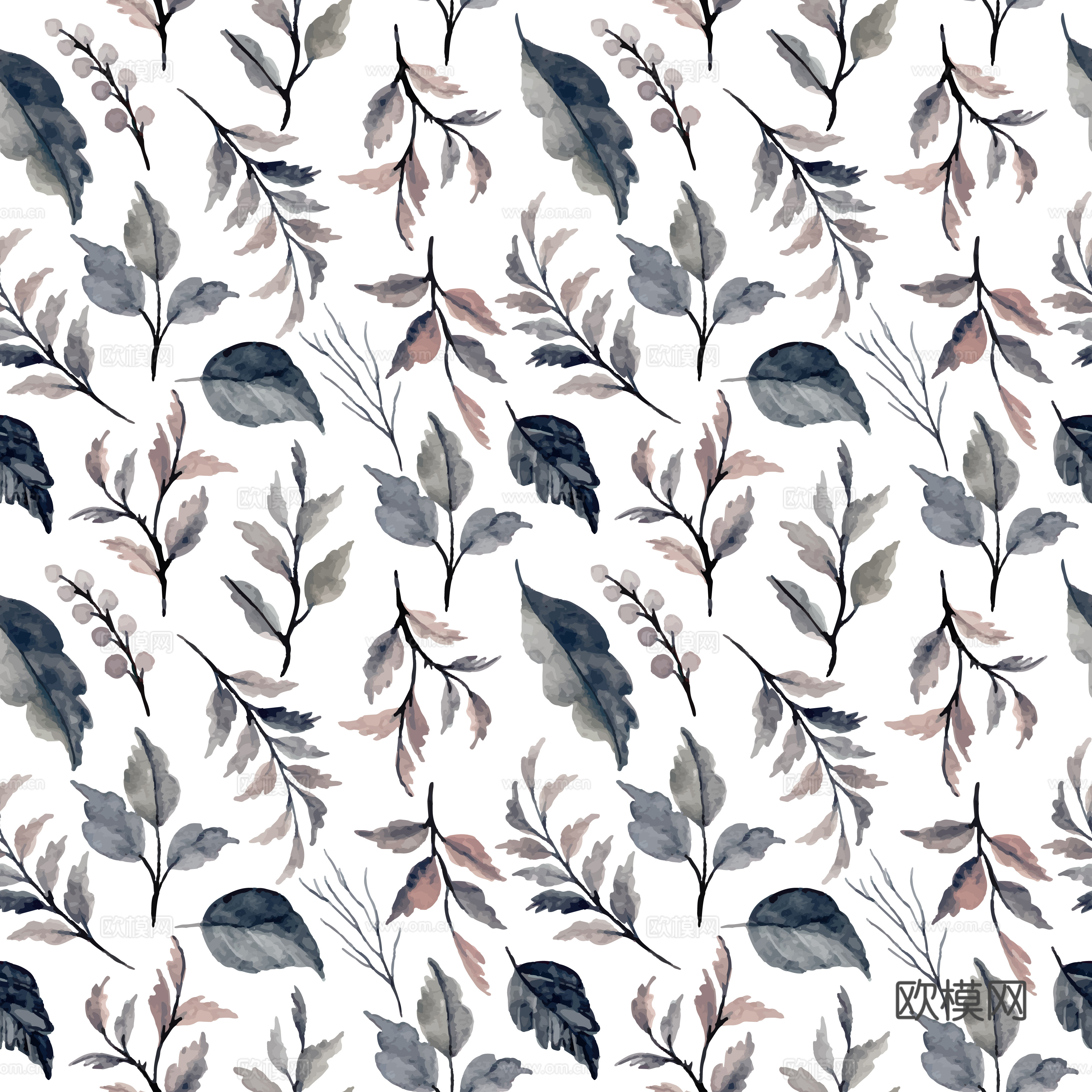 水彩风小清晰植物树叶图案纹理肌理13下载