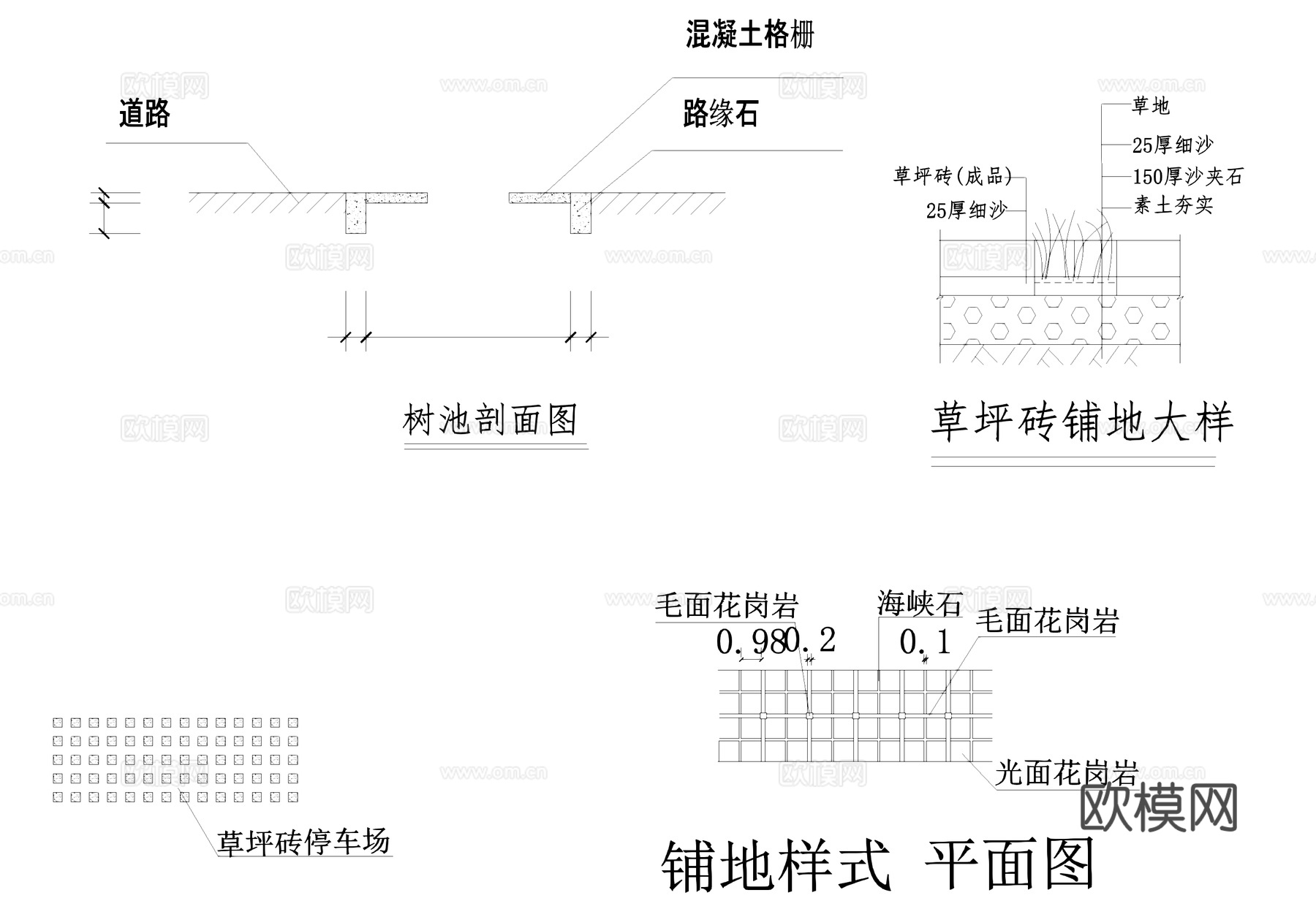 工业品市场广场停车场景观规划CAD施工图cad施工图