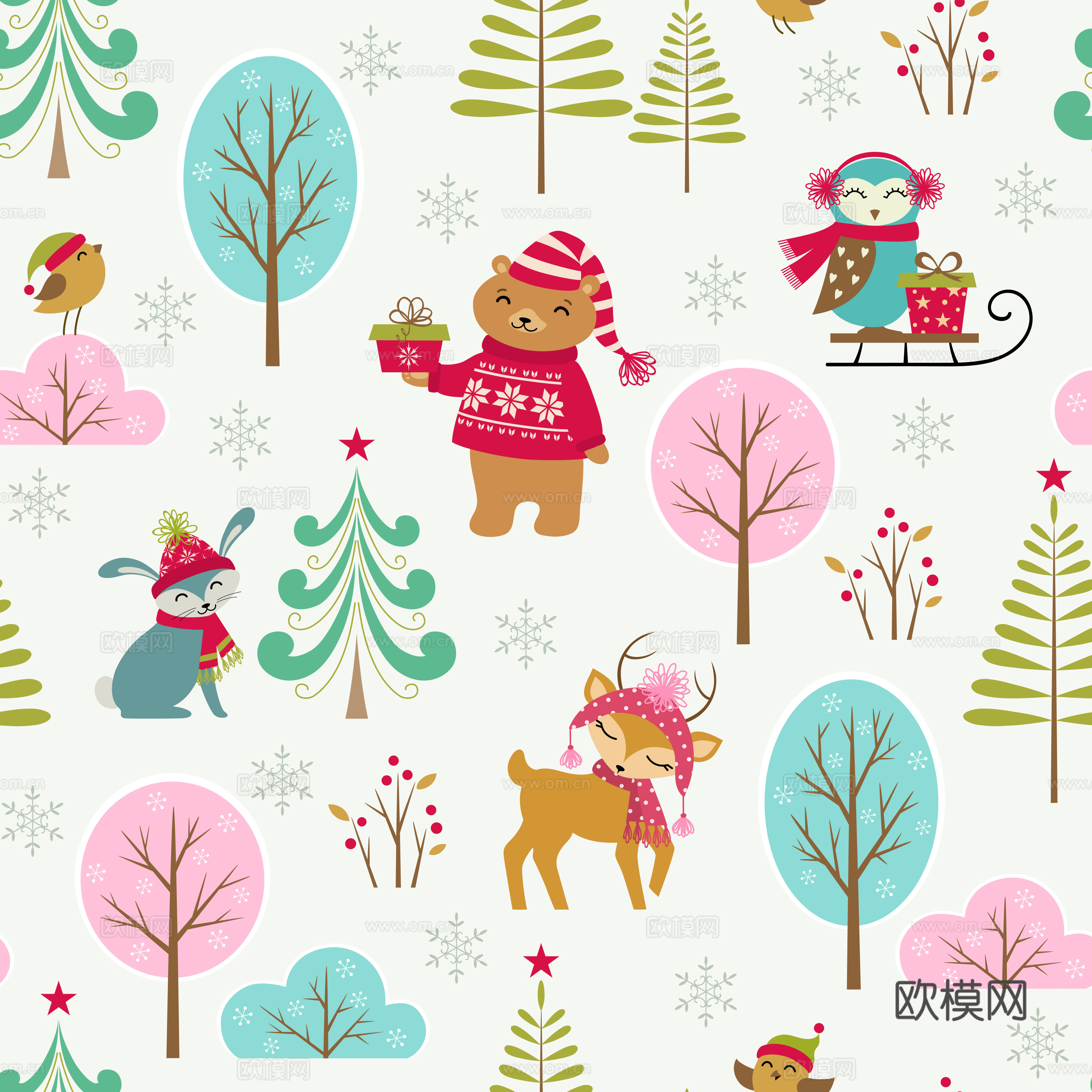 卡通可爱儿童动物图案纹理肌理26