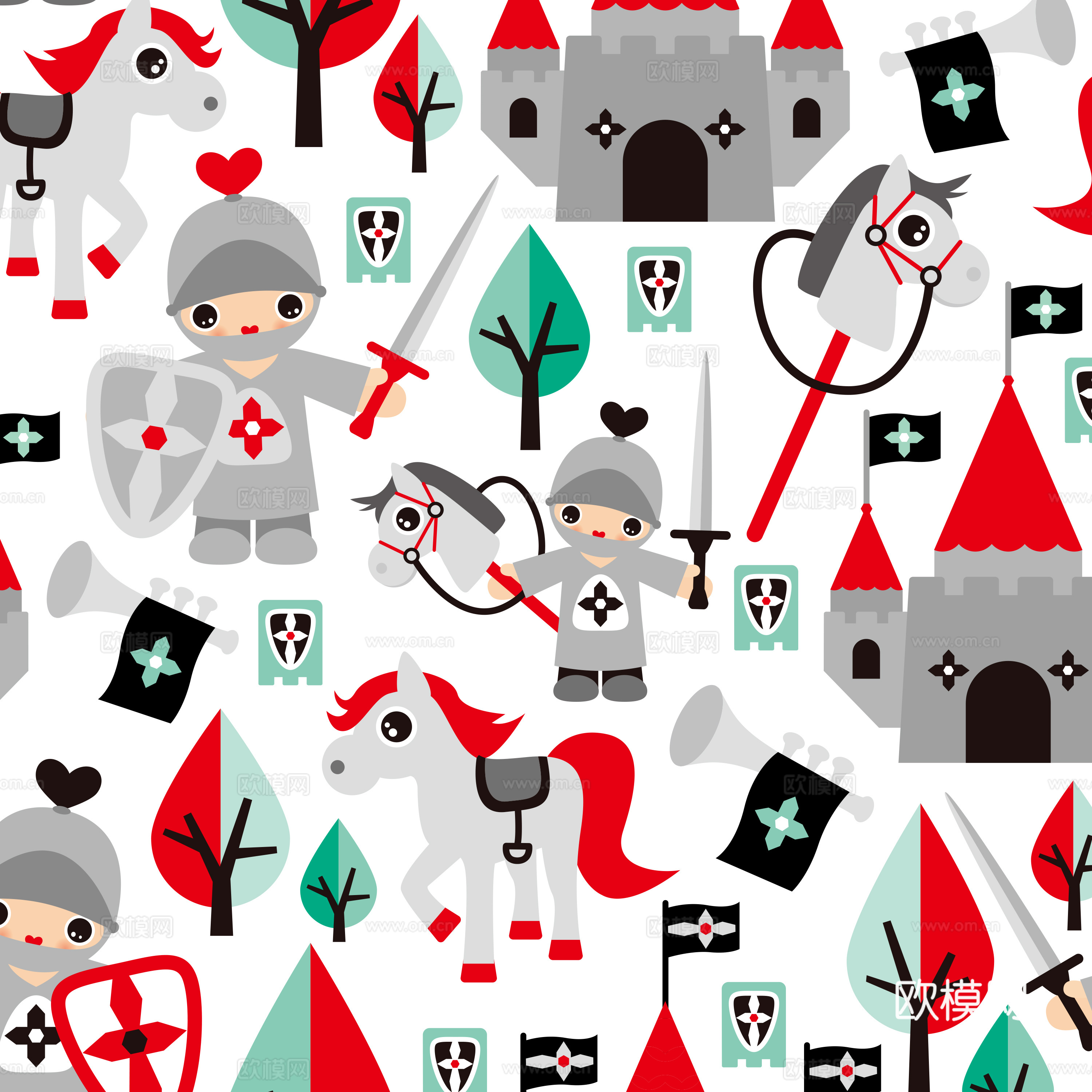 卡通可爱儿童动物图案纹理肌理28