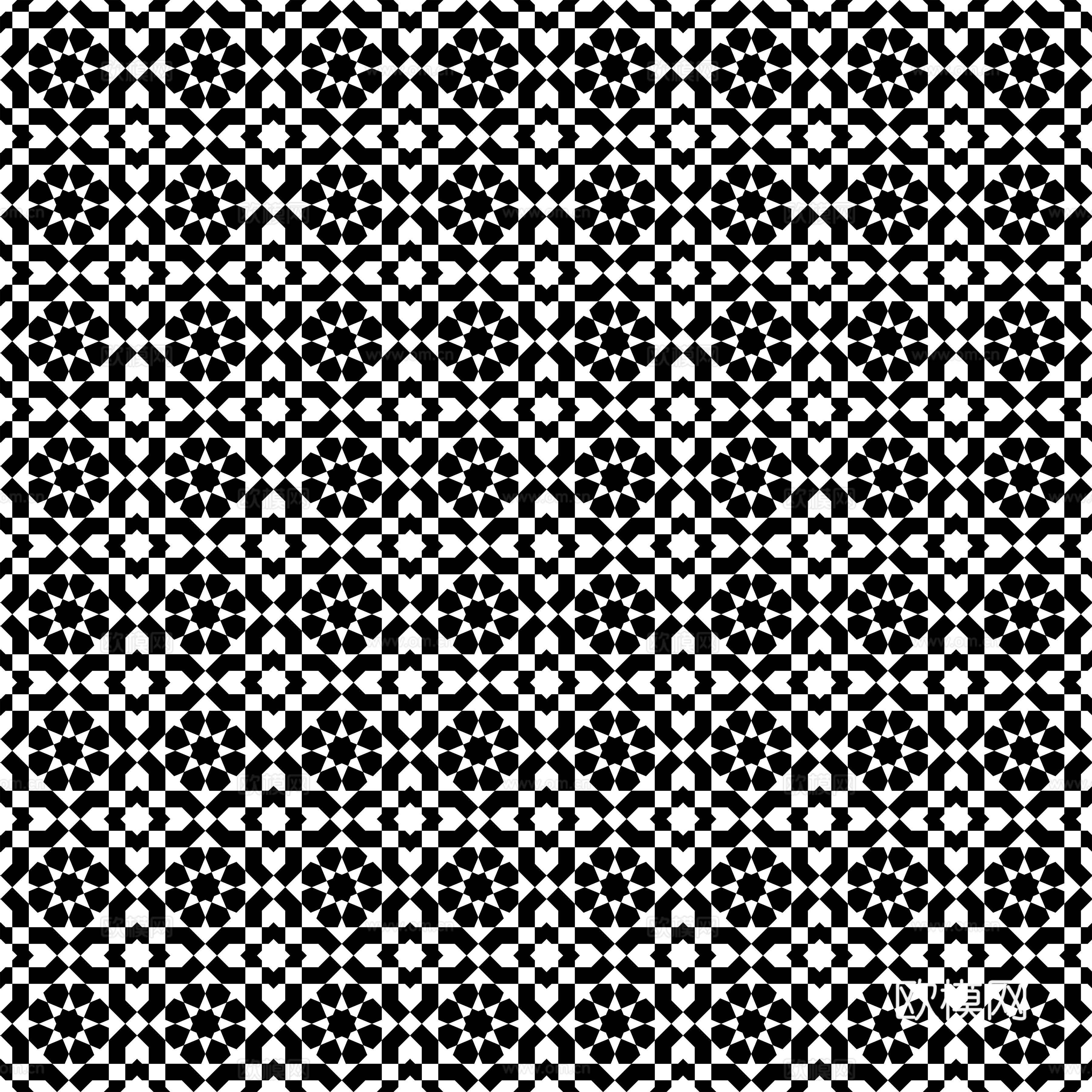 摩洛哥民族风黑白马赛克几何图案纹理30