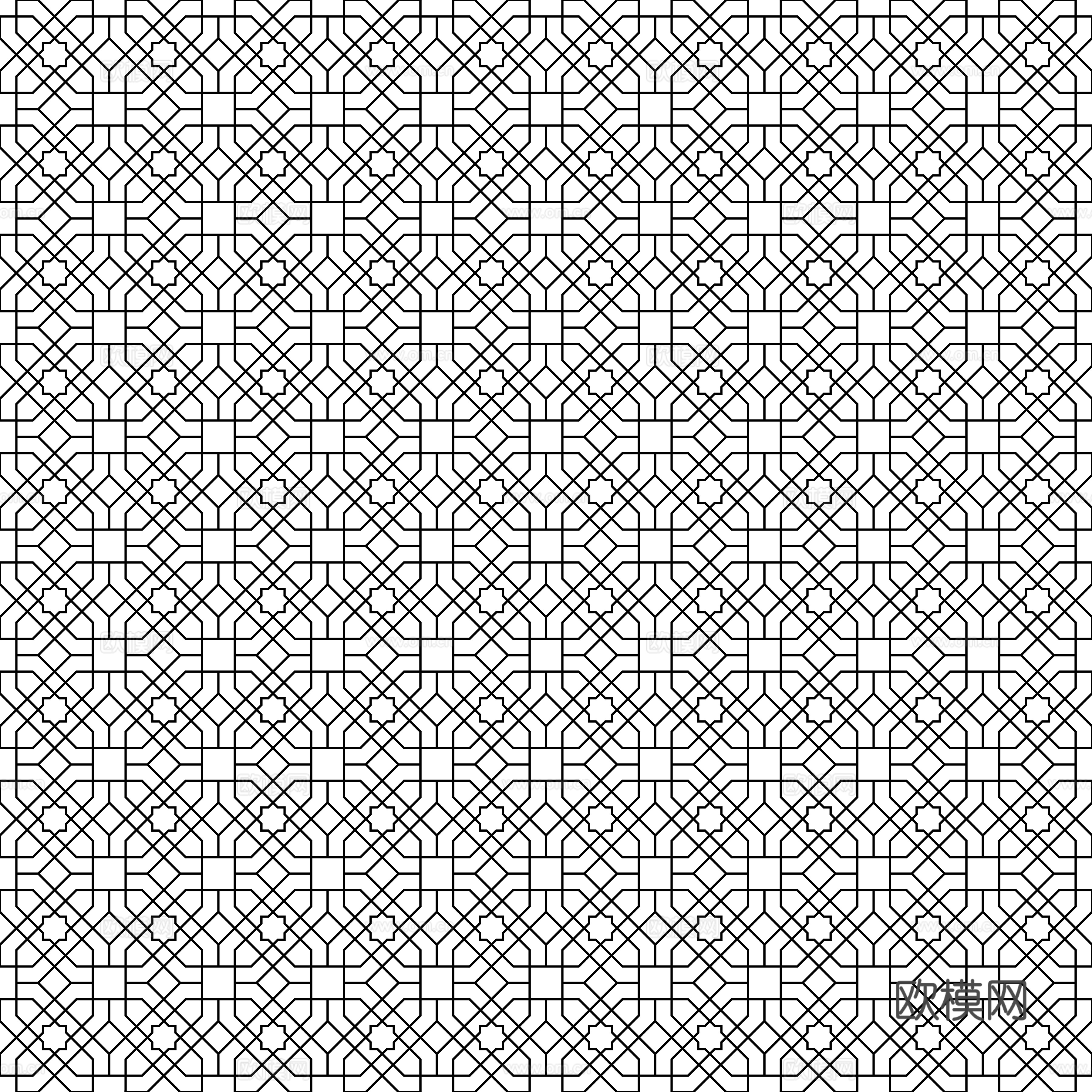 摩洛哥民族风黑白马赛克几何图案纹理36