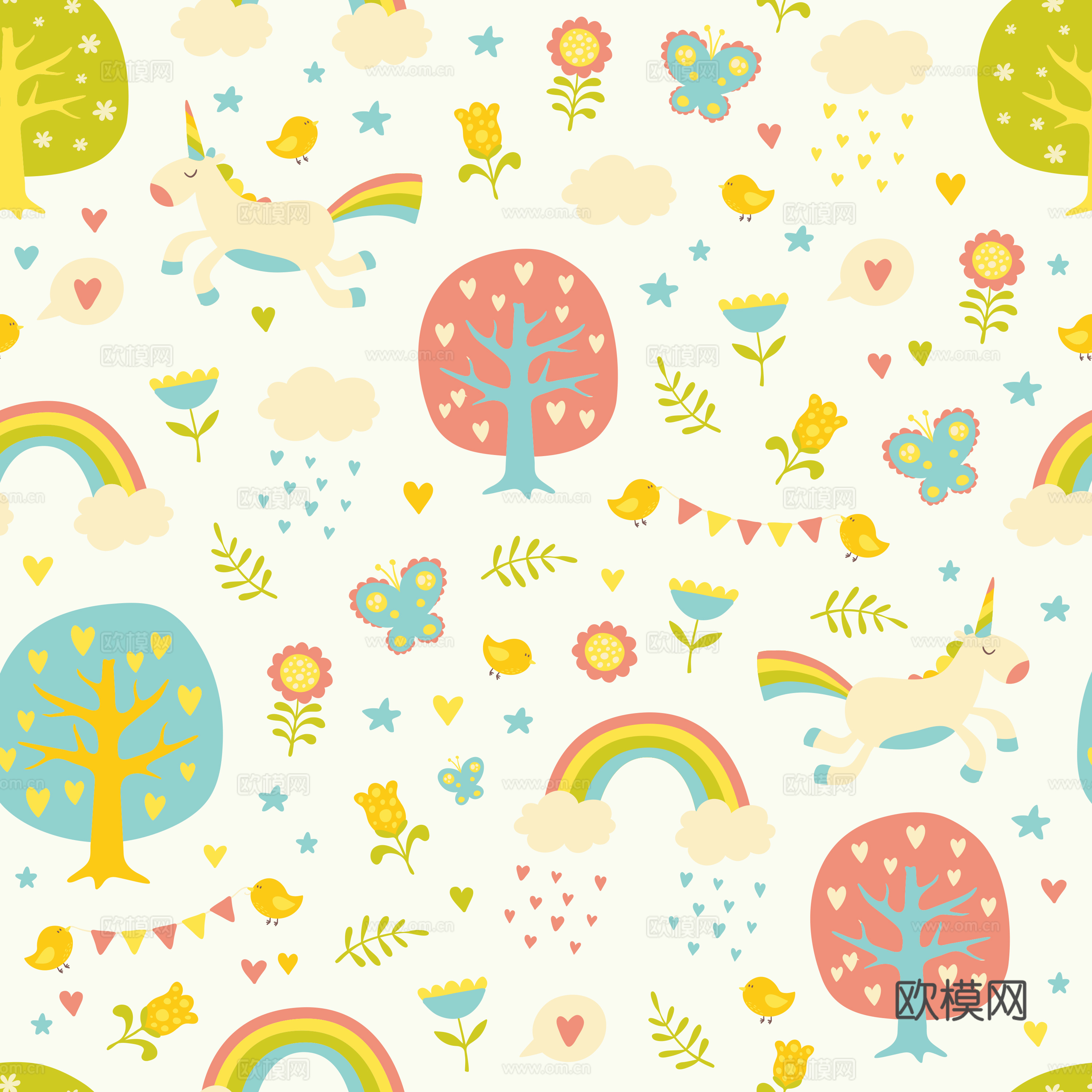 卡通可爱儿童动物图案纹理肌理41