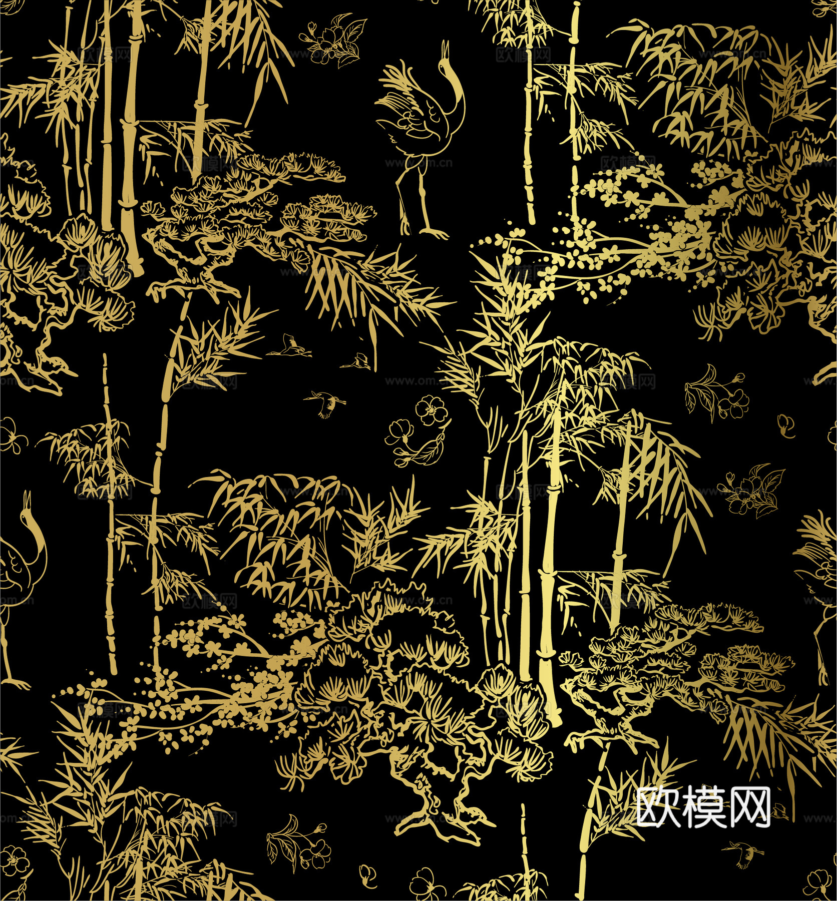 传统风黑金图案纹理肌理4