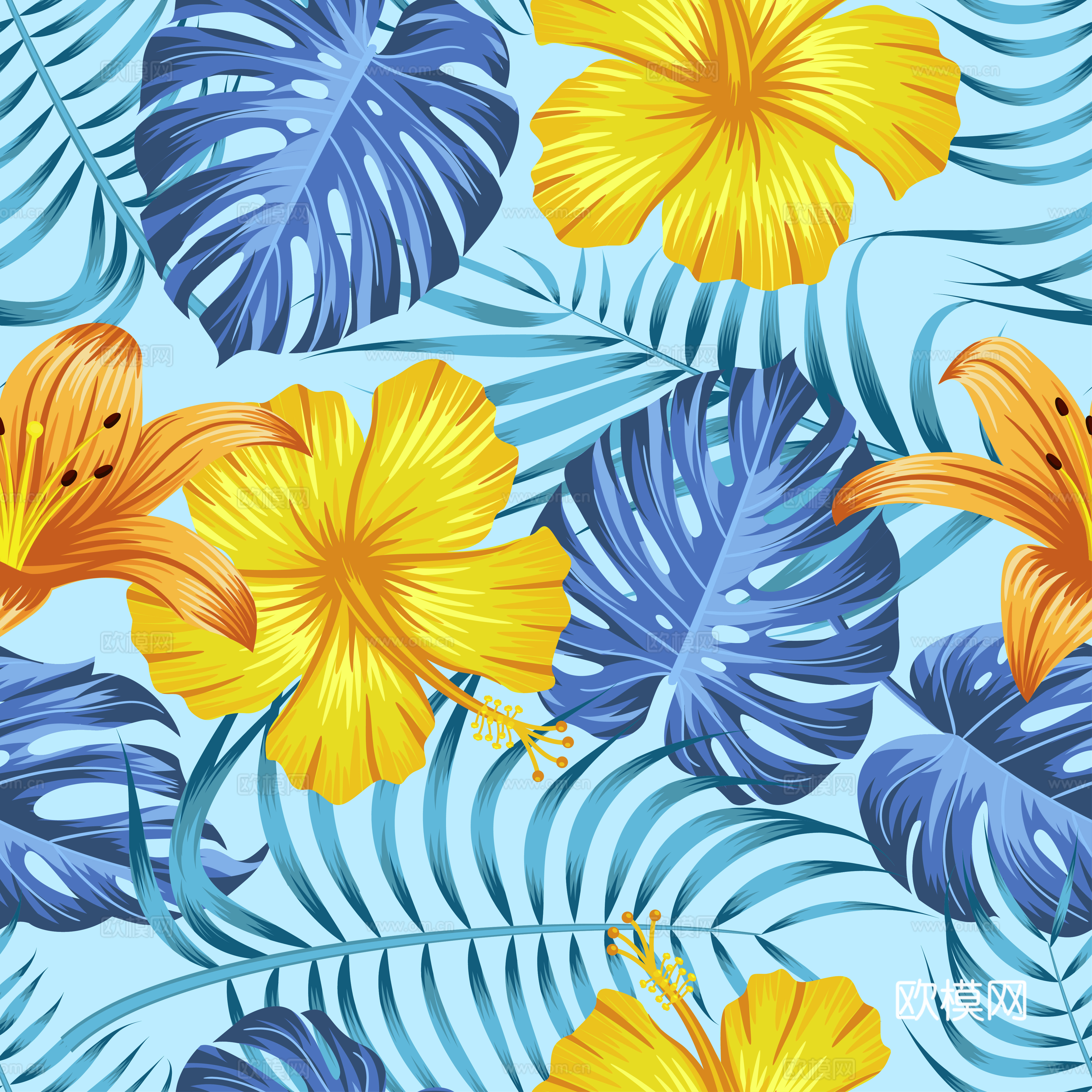 时尚热带植物花纹图案纹理肌理5 (2)