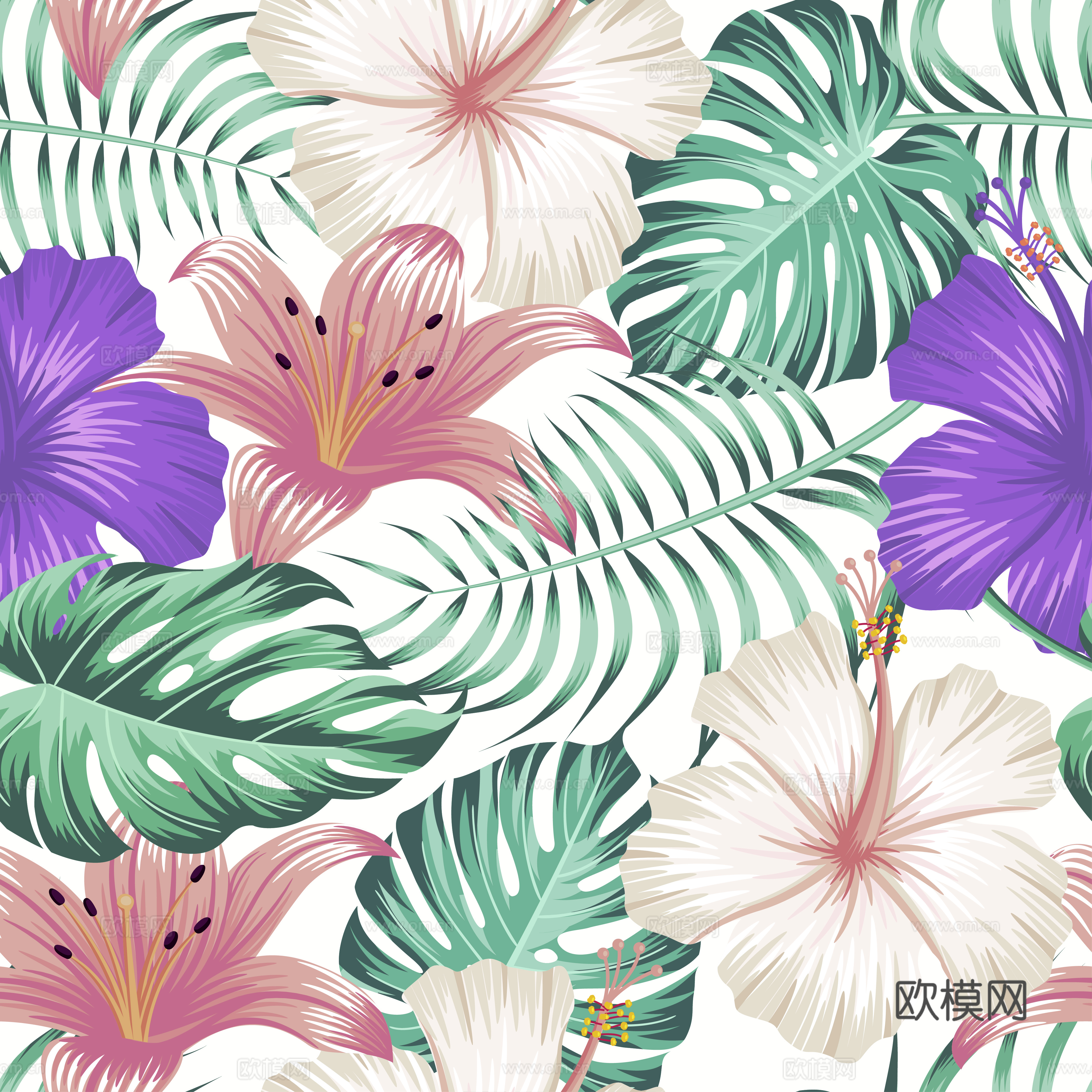 时尚热带植物花纹图案纹理肌理53 (2)