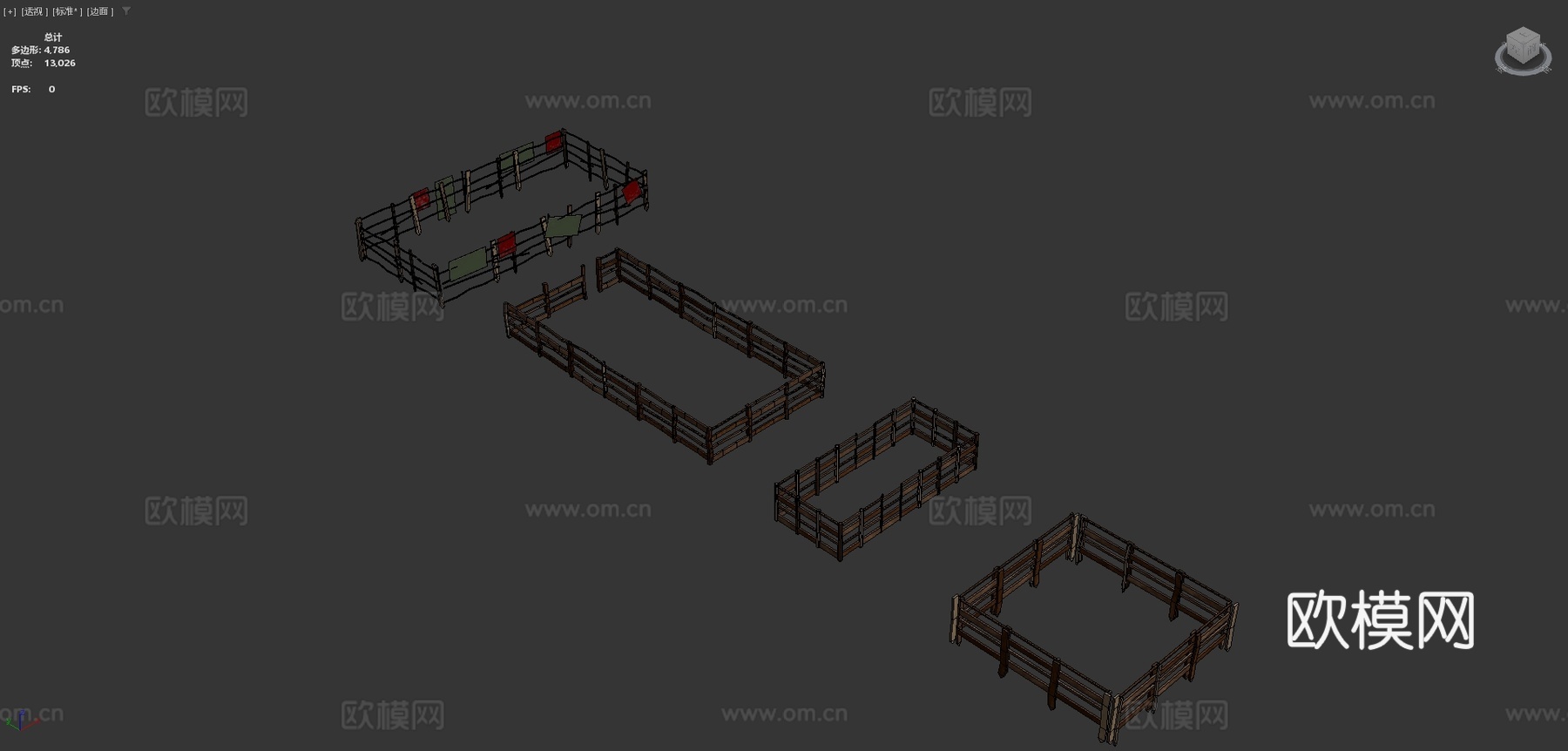 不同木栅栏PBR3d模型下载（渲染图4）
