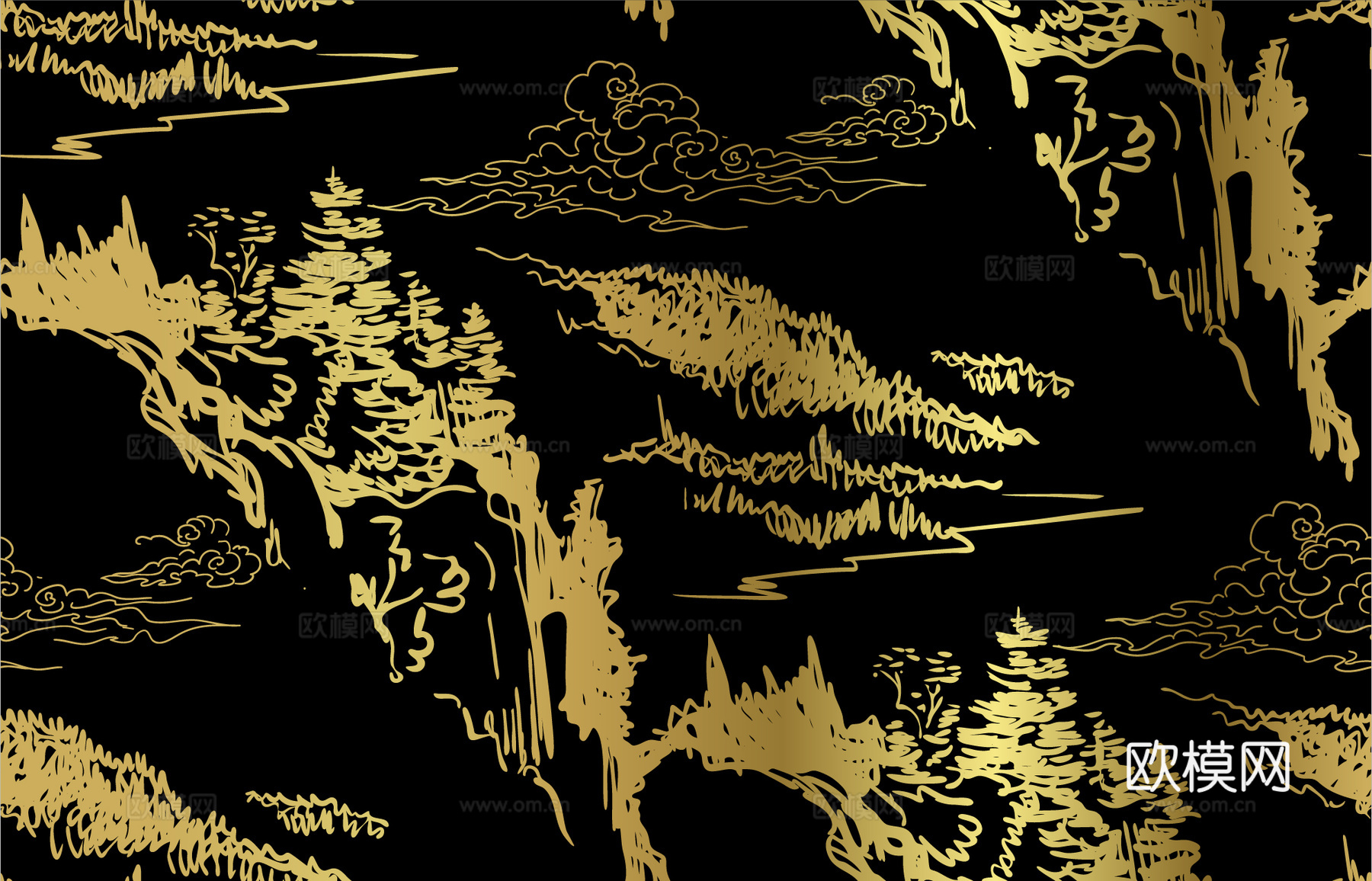 传统风黑金图案纹理肌理14