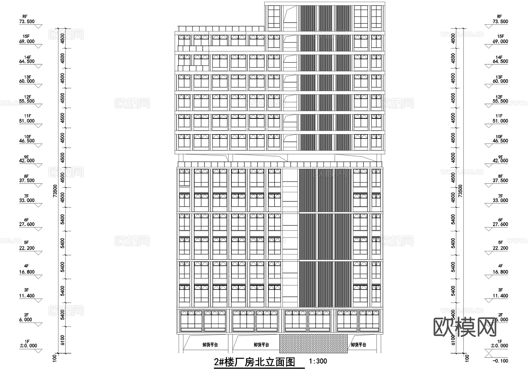 十五层车间丙类厂房工业建筑cad施工图