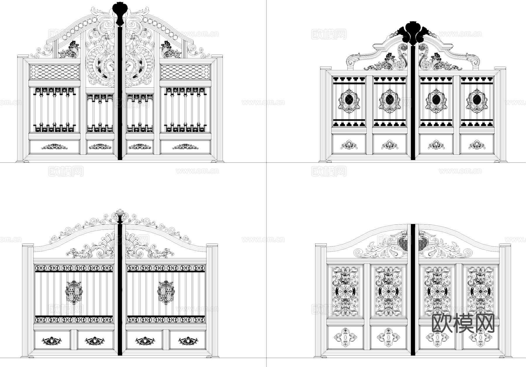 别墅庭院大门图块图库CAD施工图集cad施工图