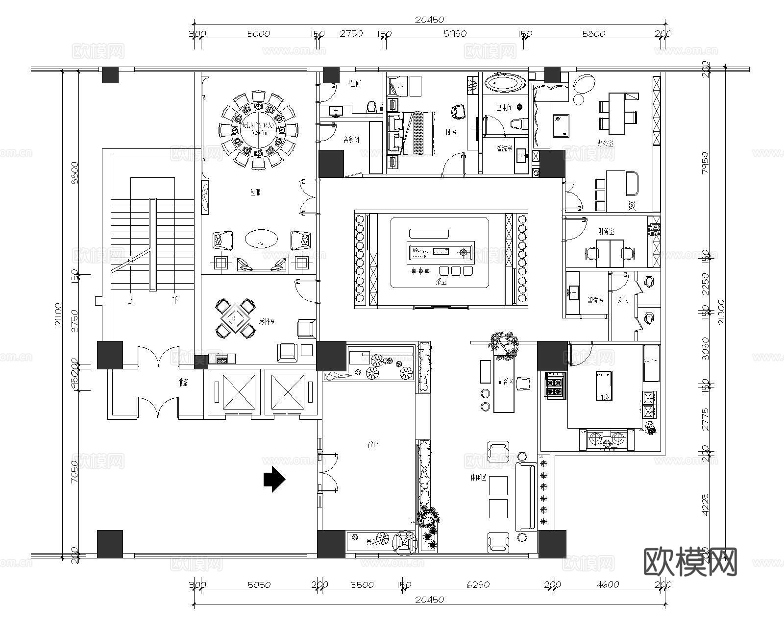 高档娱乐会所 最新平面施工图设计cad施工图