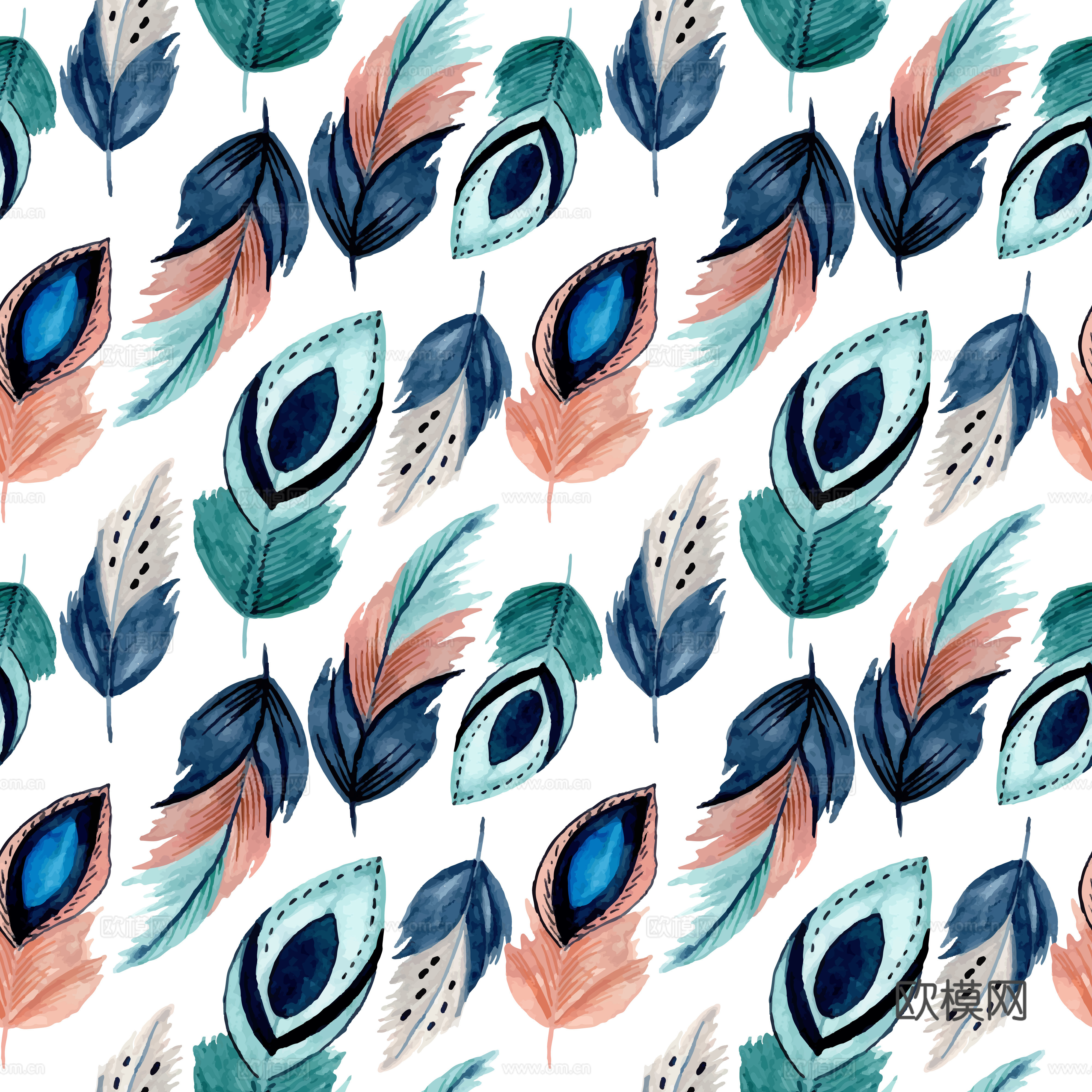 水彩风小清晰植物树叶图案纹理肌理42