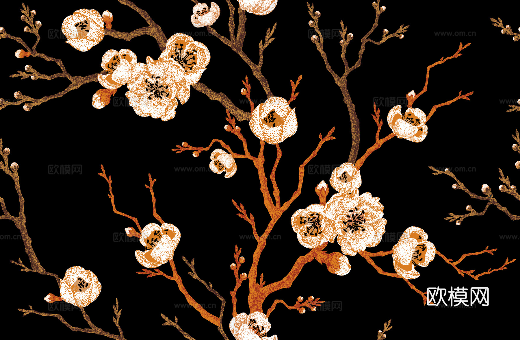 中式植物图案纹理肌理23