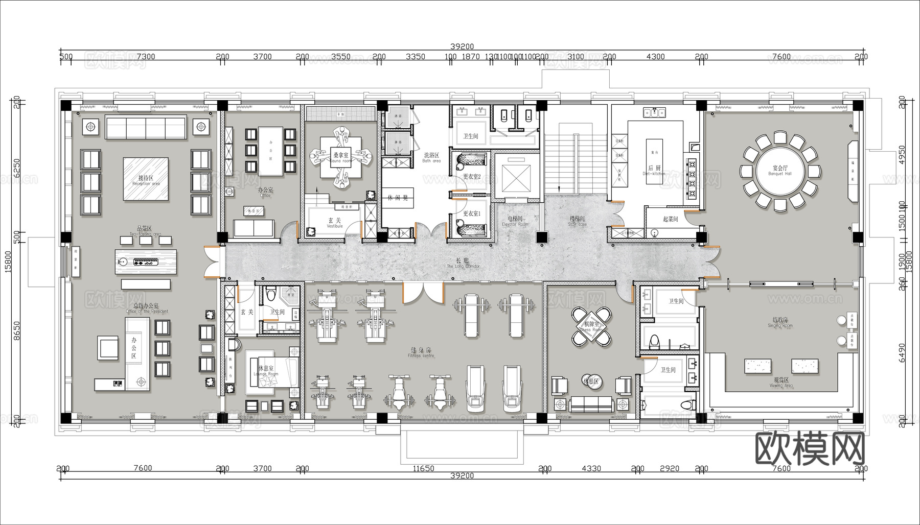 高档娱乐会所 最新平面施工图设计cad施工图