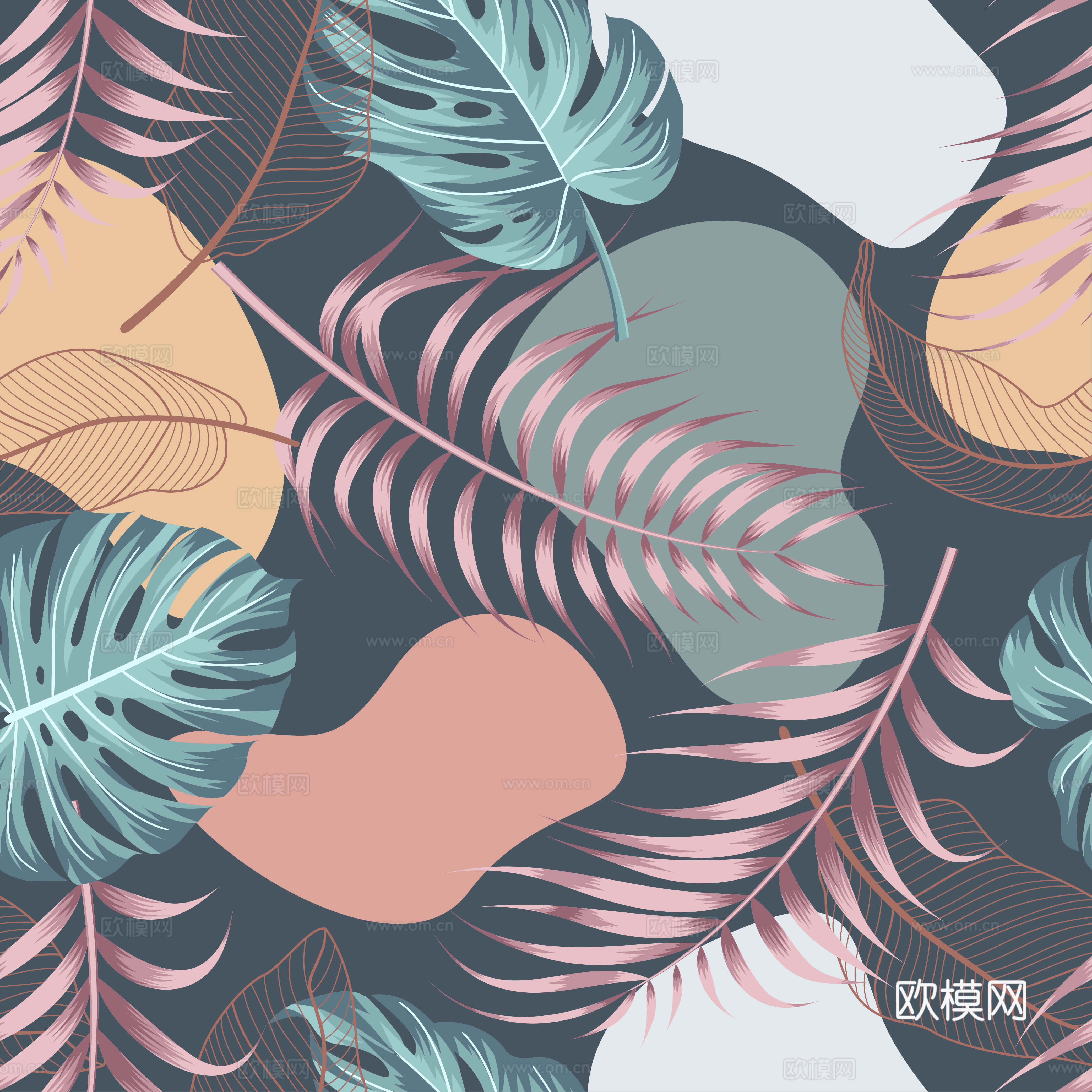 时尚热带植物花纹图案纹理肌理77