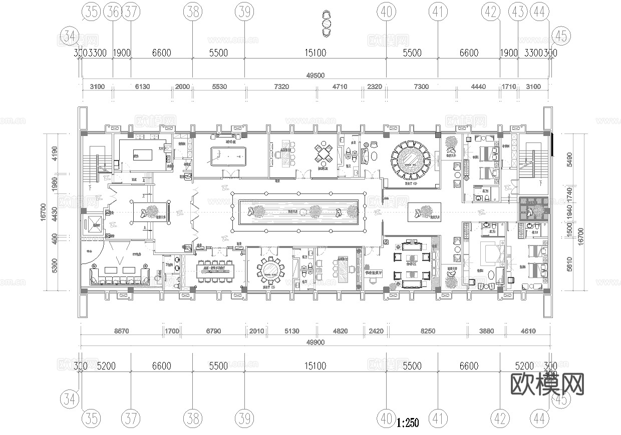 高档娱乐会所 最新平面施工图设计cad施工图