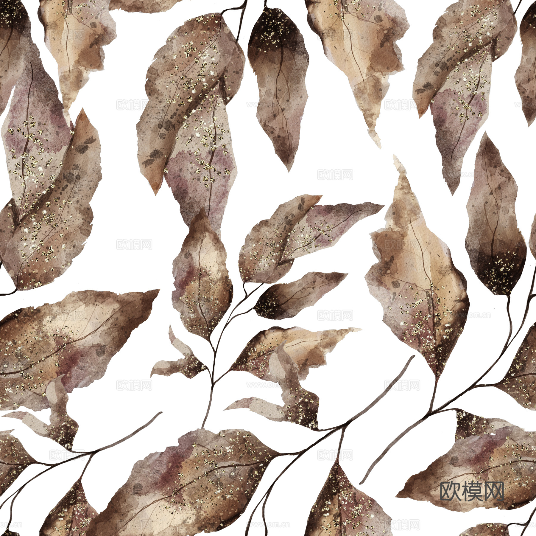 热带非洲动物植物手绘水彩图案纹理肌理37