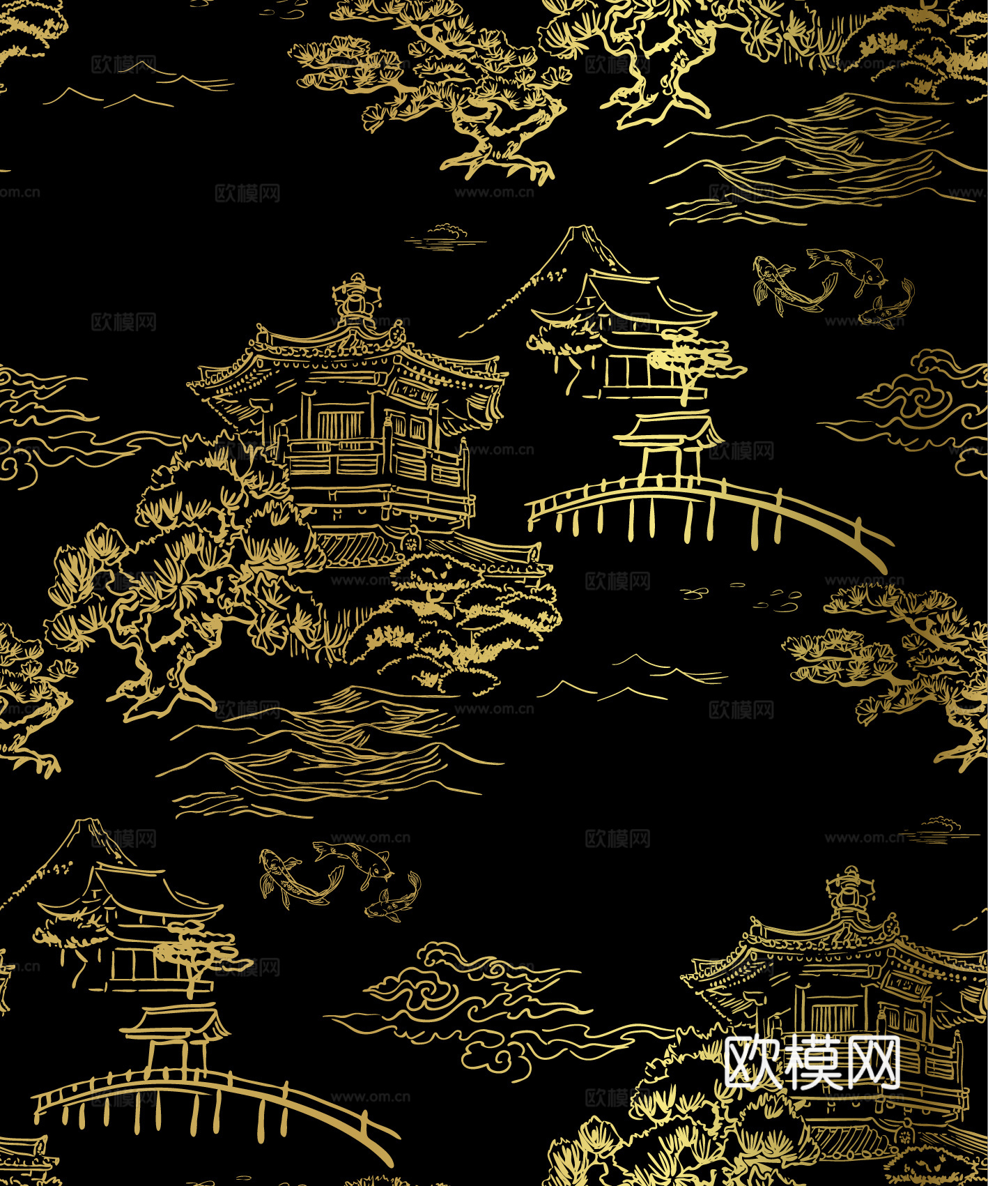 传统风黑金图案纹理肌理10