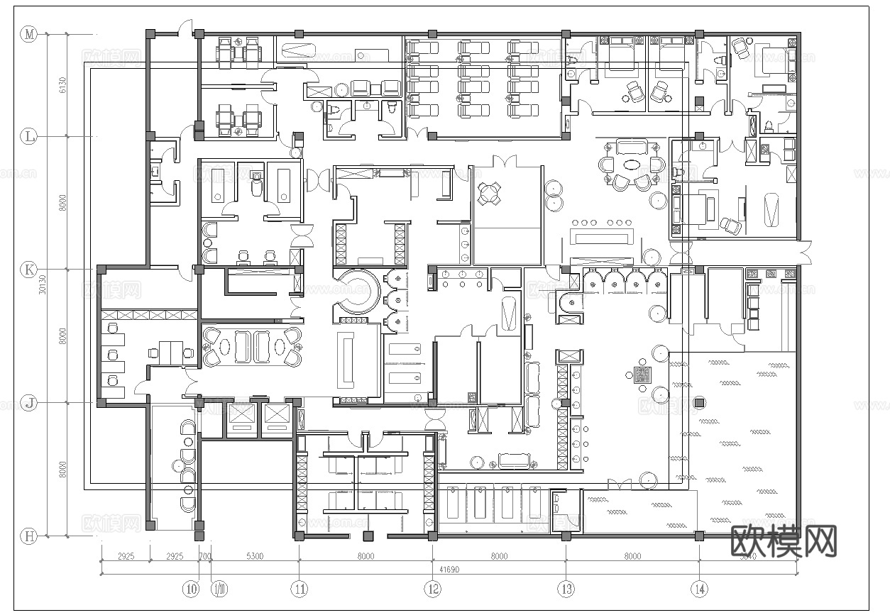 高档娱乐会所 最新平面施工图设计cad施工图