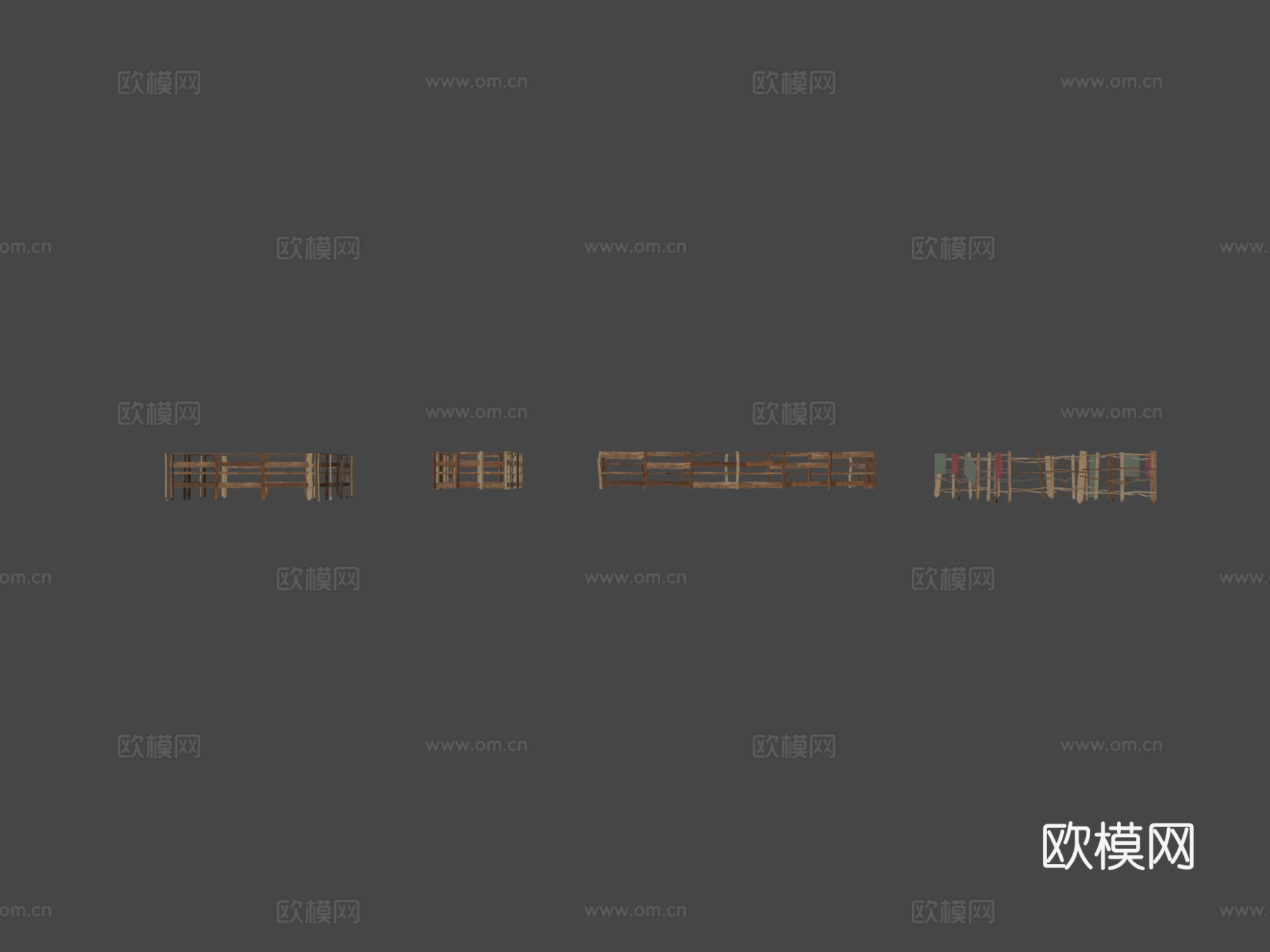 不同木栅栏PBR3d模型下载（渲染图5）