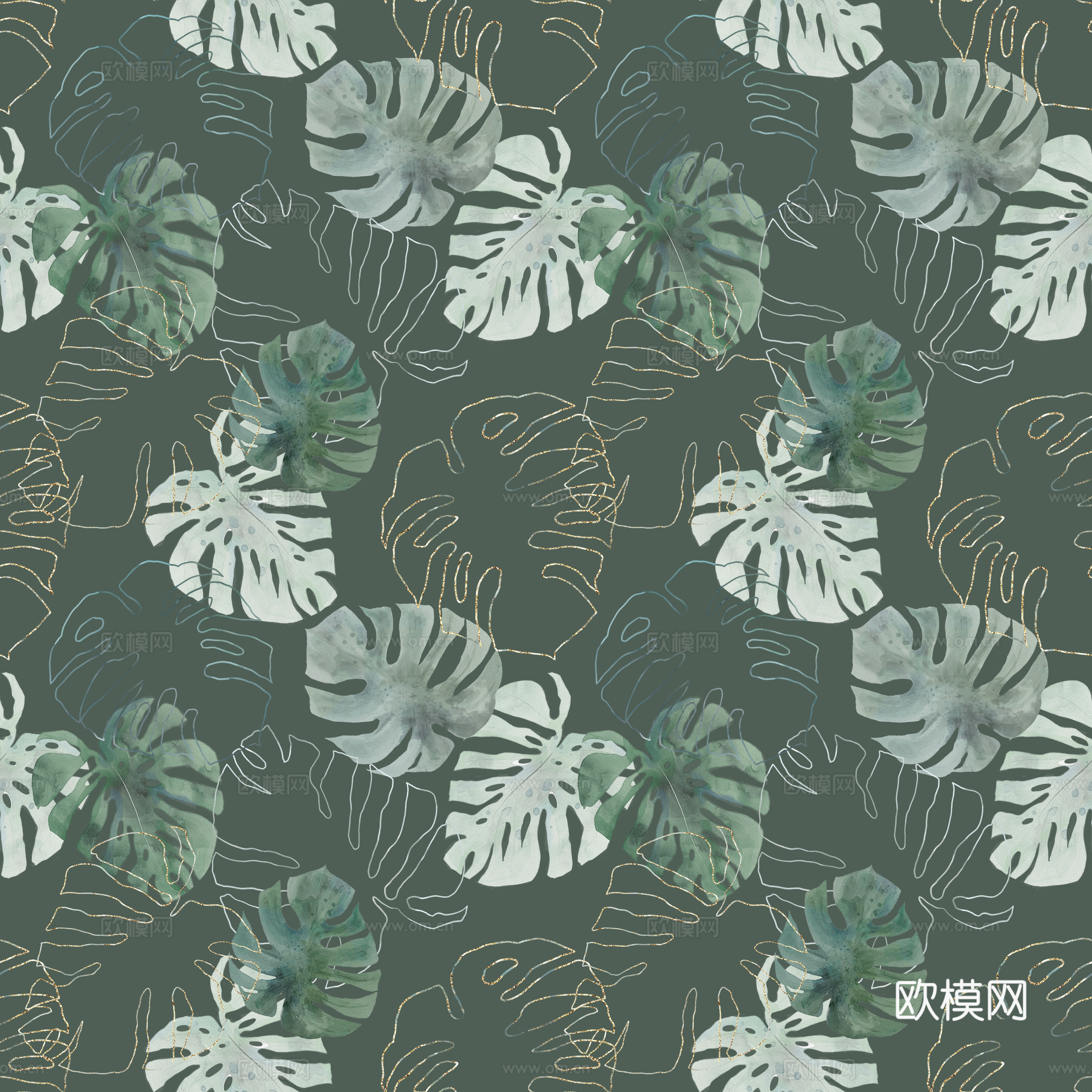 热带非洲动物植物手绘水彩图案纹理肌理5